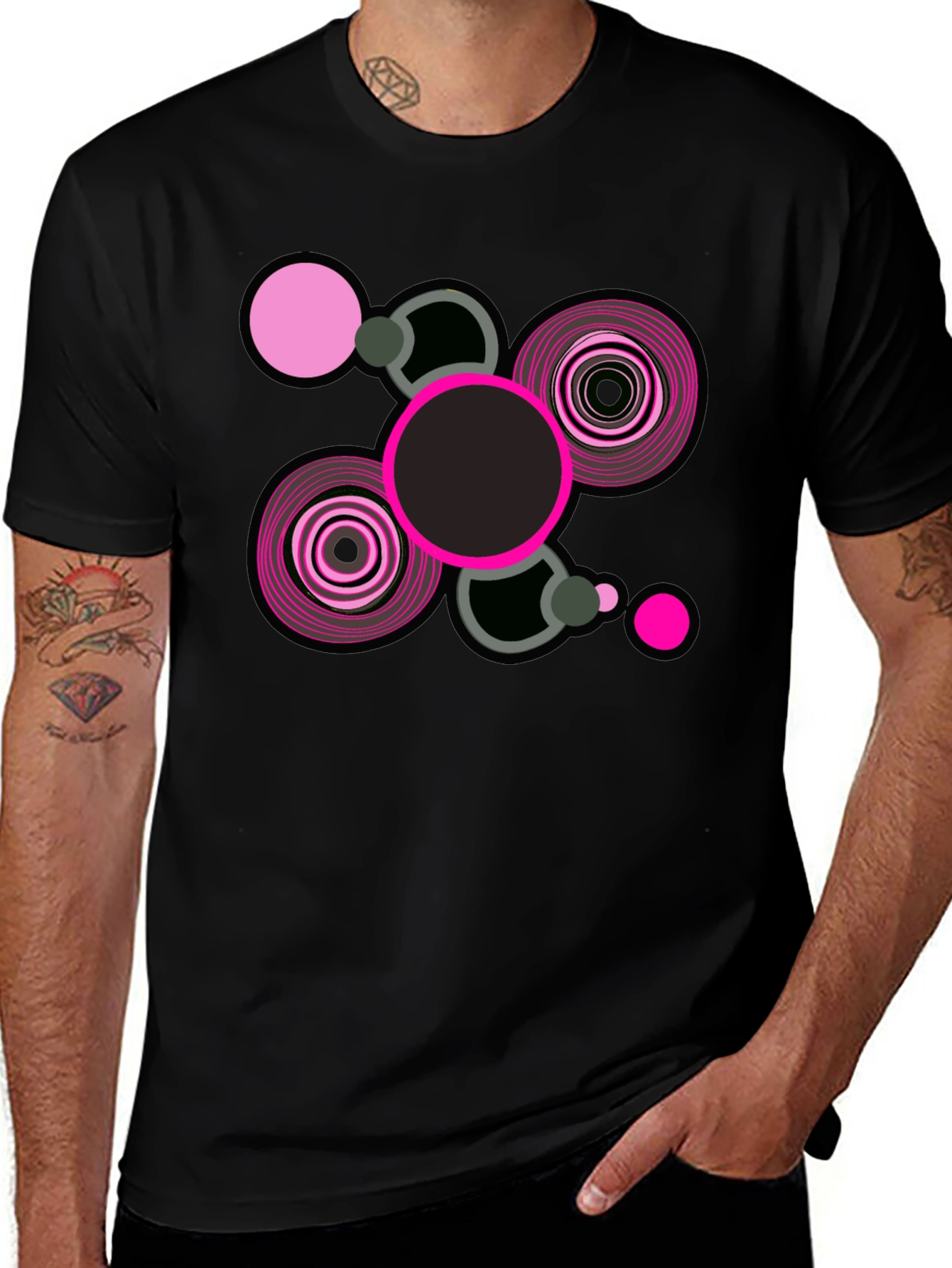 Variant 14 of Abstract Geometric Graphic Print Black T-Shirt
