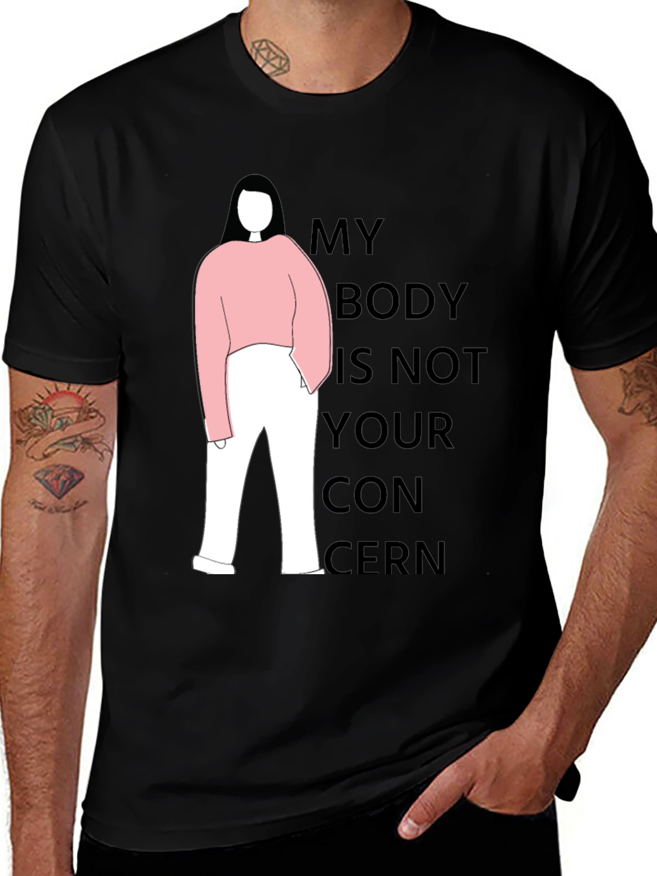 Variant 19 of Statement T-Shirt: "My Body Is Not Your Concern"