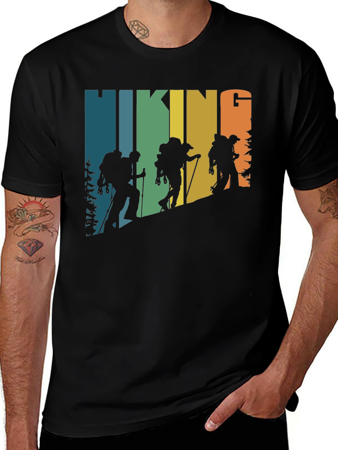 Black Hiking Retro T-Shirt Outdoor Adventure Tee main image