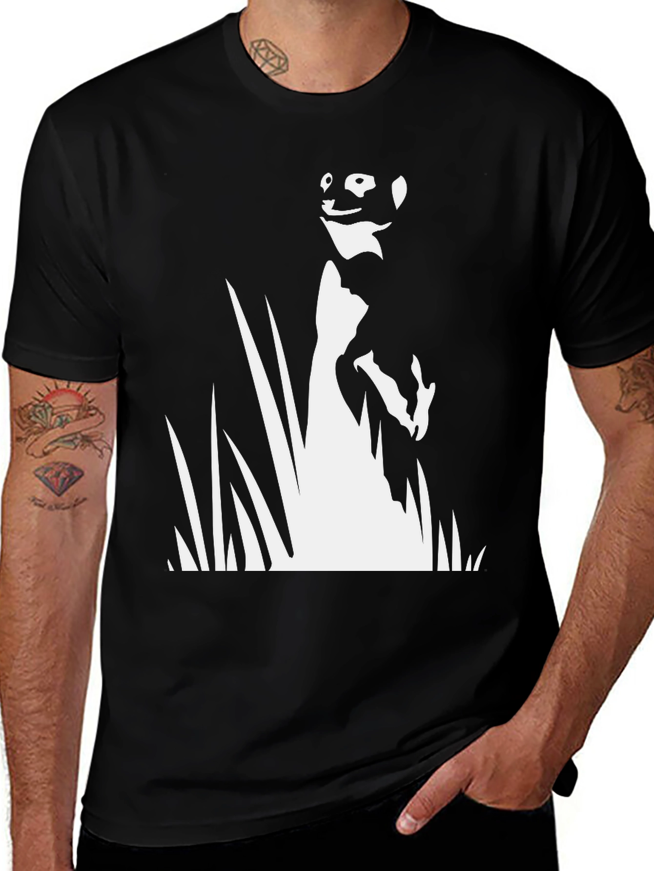 Variant 30 of Meerkat Silhouette Graphic Tee - Black Cotton T-Shirt