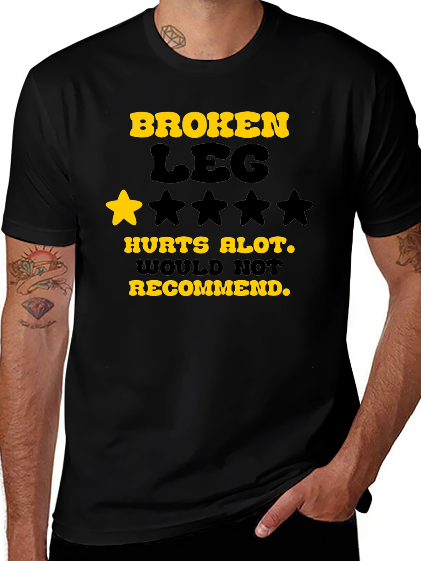 Variant 14 of Broken Leg Humor T-Shirt - Hurts Alot, Not Recommended