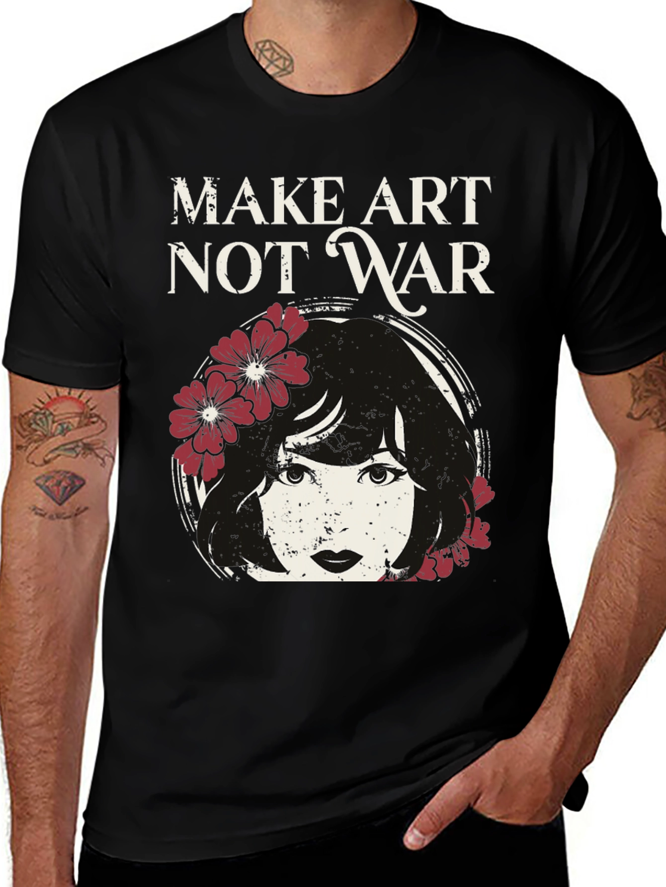 Variant 10 of Make Art Not War Graphic Tee - Peace & Creativity