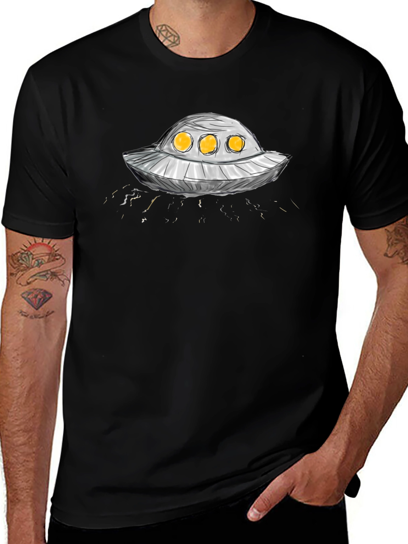 Variant 7 of UFO Graphic Print Crew Neck T-Shirt