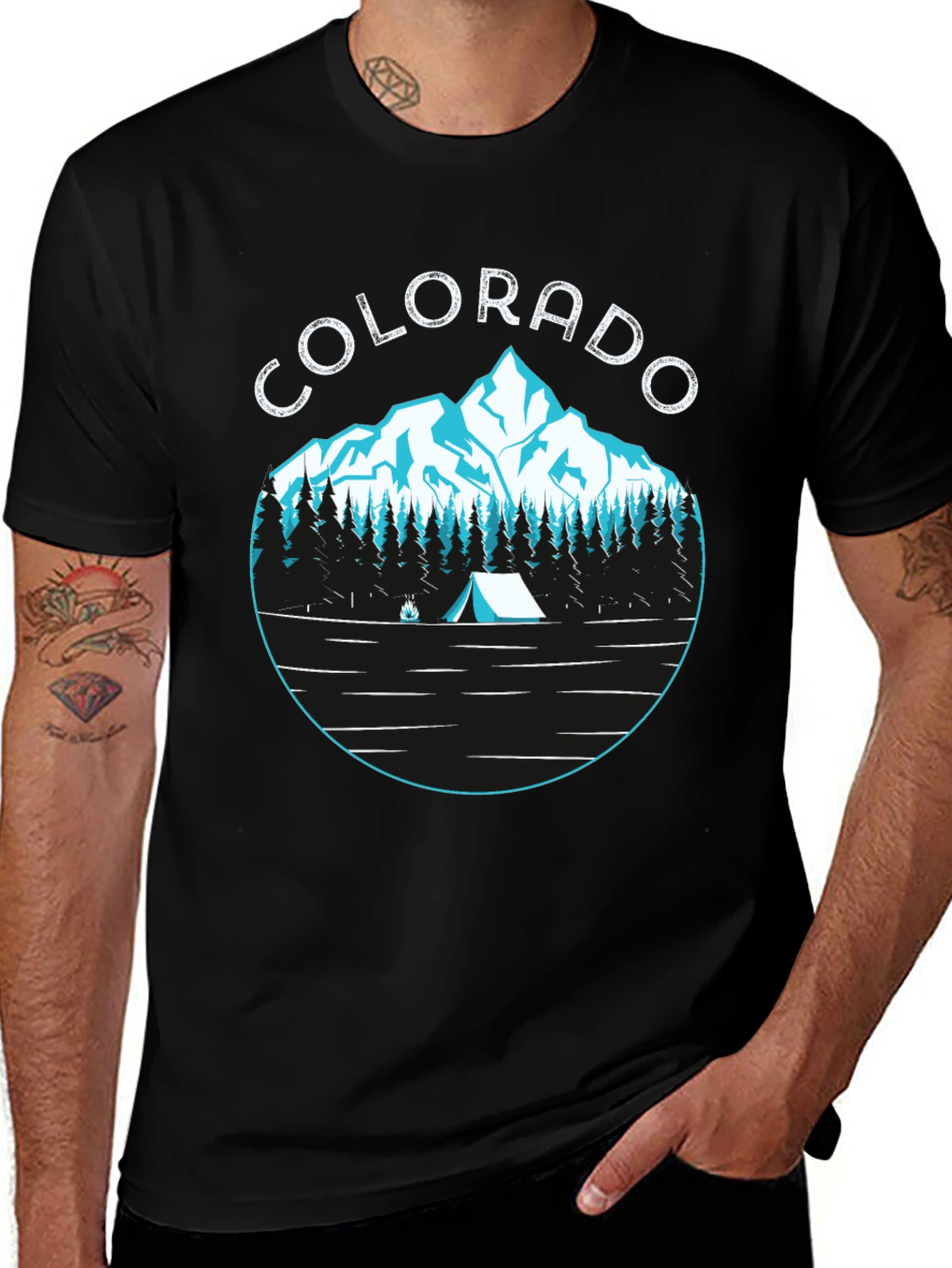 Colorado Mountain Scene Black T-Shirt