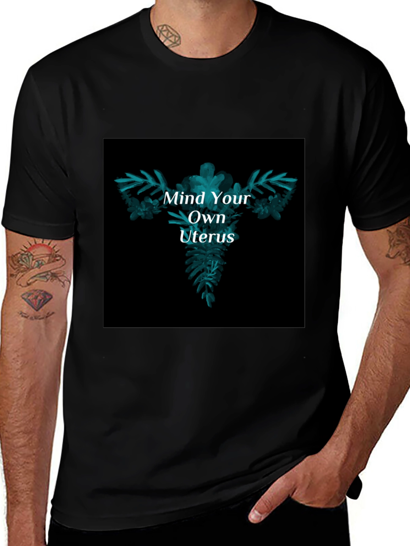Mind Your Own Uterus Graphic Tee - Black