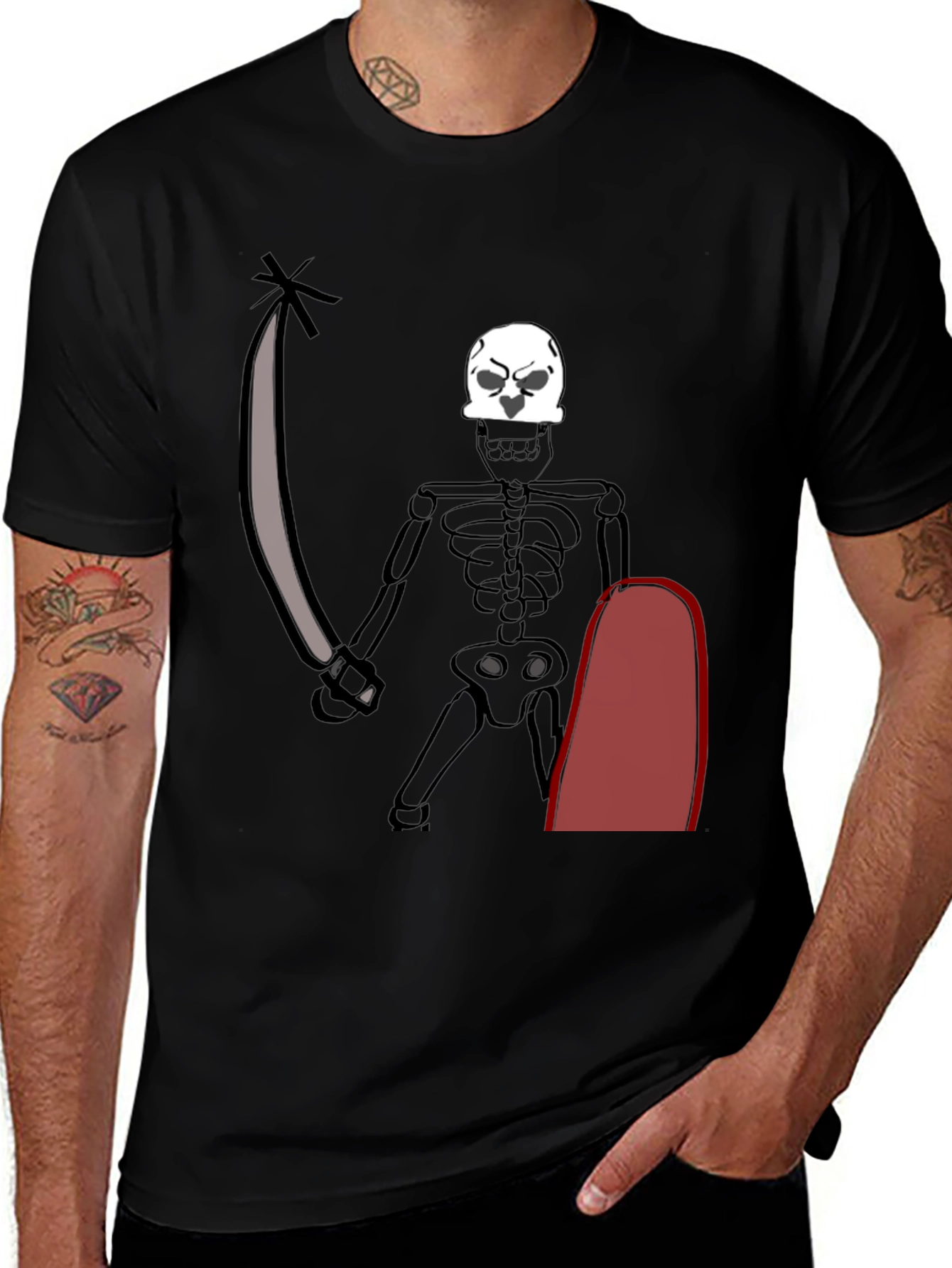 Variant 26 of Skeleton Pirate T-Shirt - Black