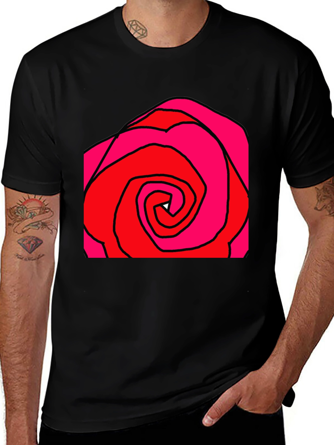 Variant 28 of Rose Graphic Print Black T-Shirt