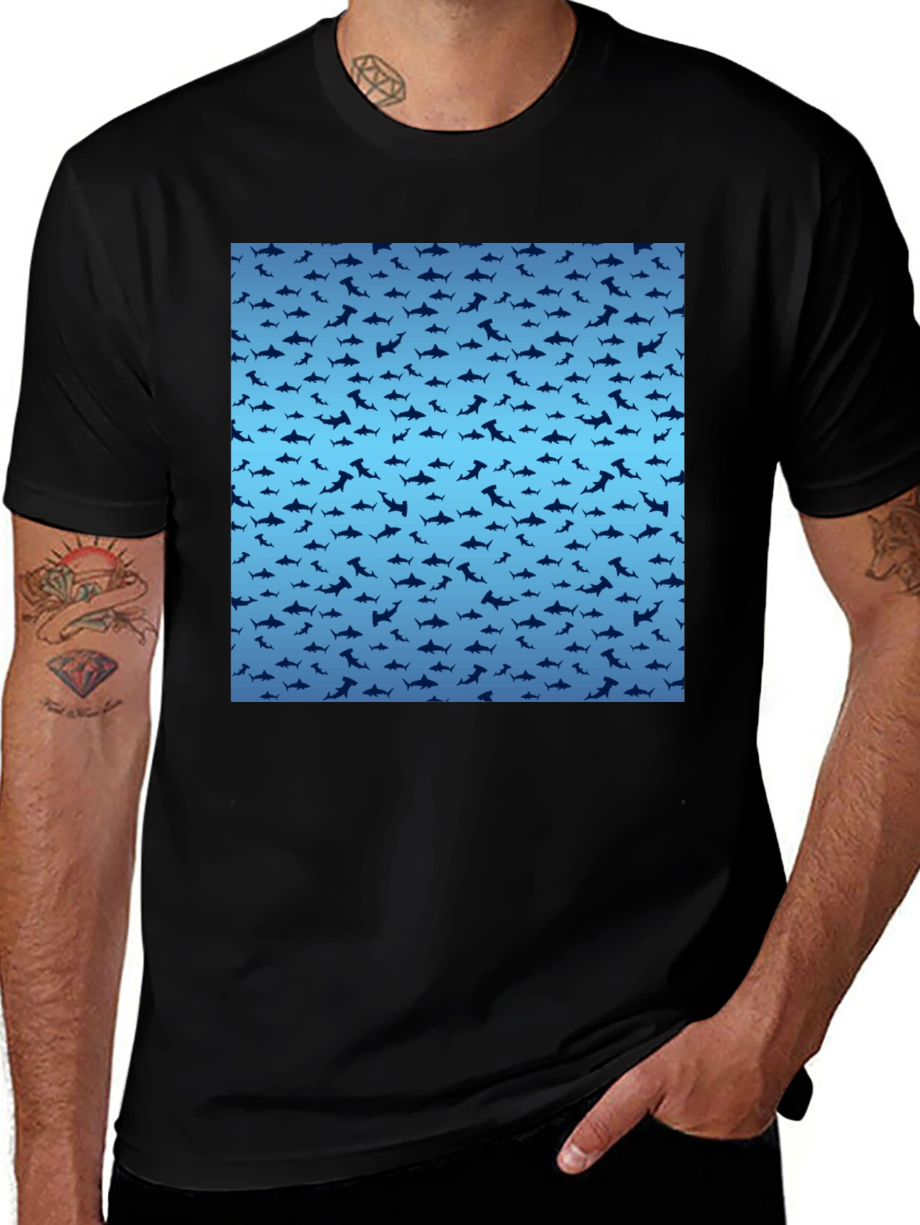 Variant 21 of Shark Pattern T-Shirt - Stylish Men's Tee
