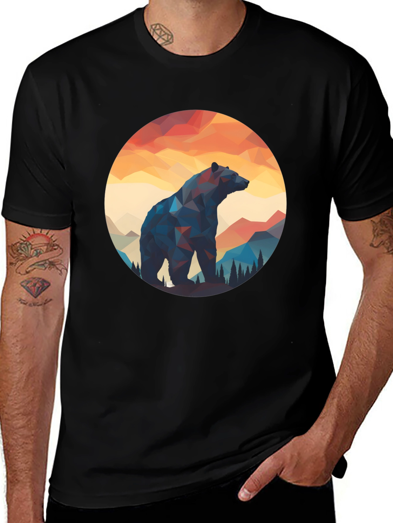 Geometric Bear T-Shirt - Nature Inspired Tee