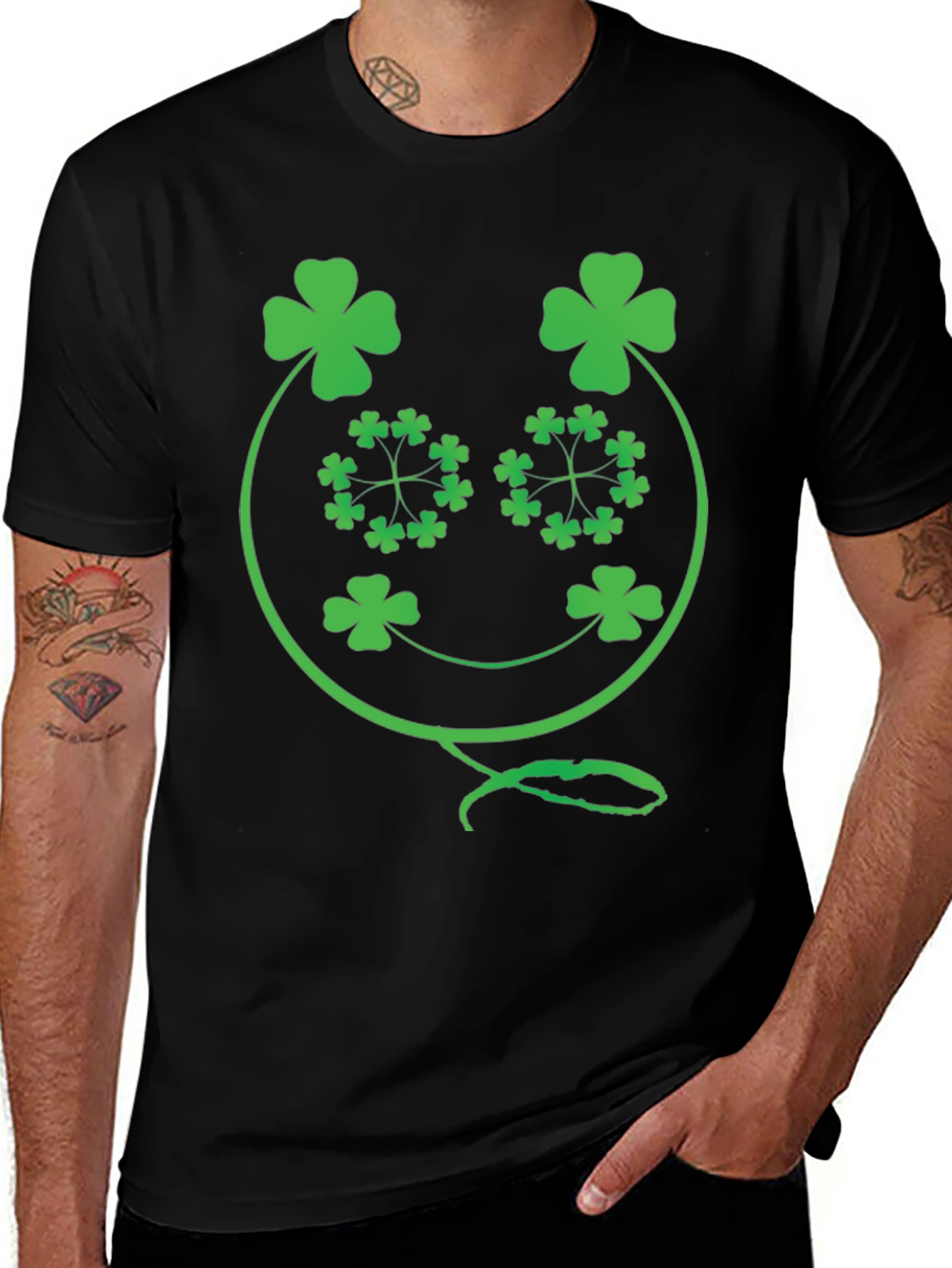 Variant 3 of Shamrock Face Graphic Tee - St. Patrick's Day Apparel