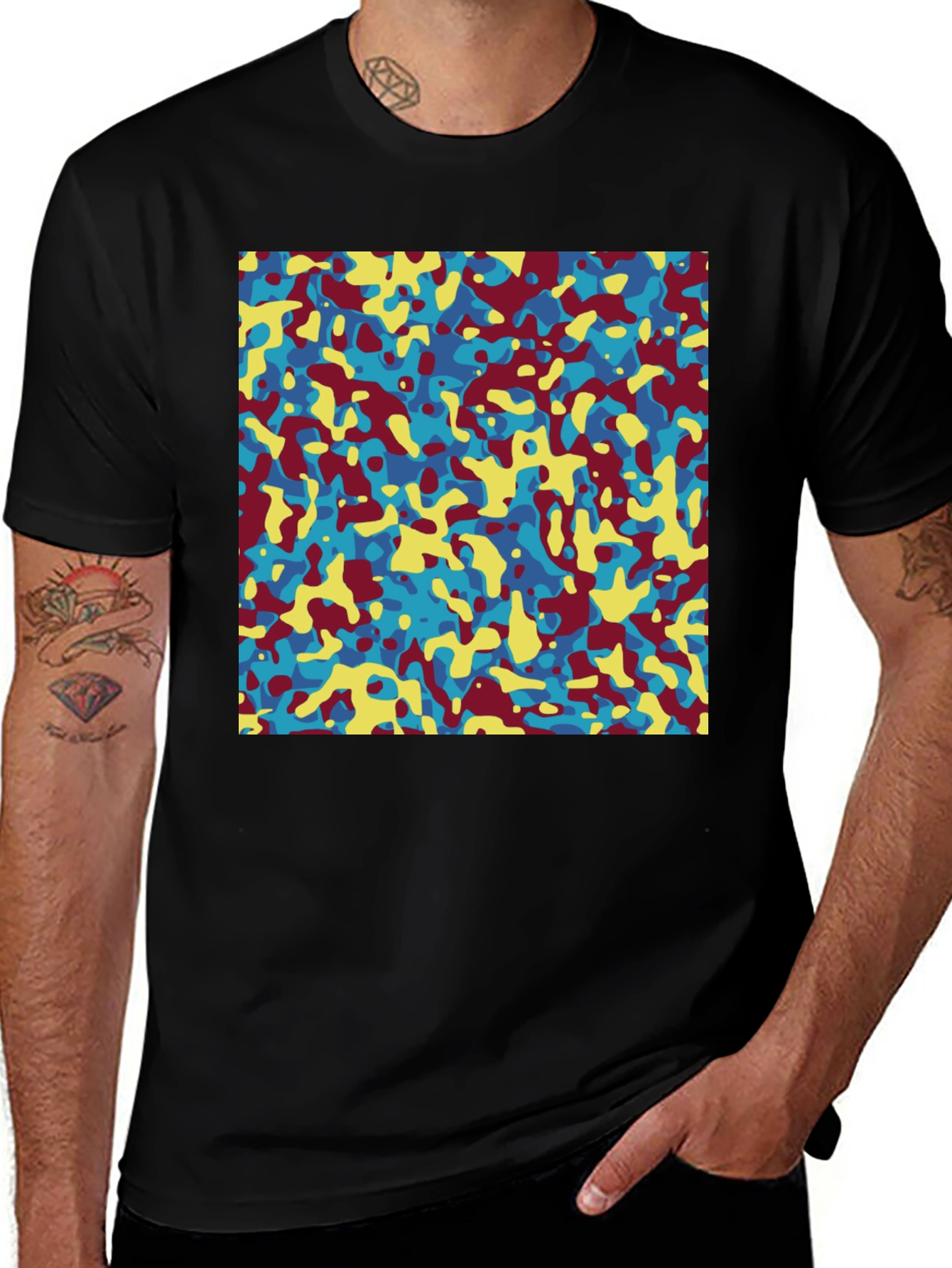 Variant 11 of Abstract Camo Print Crew Neck T-Shirt
