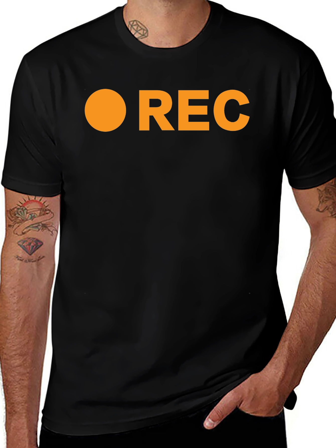 Variant 9 of Retro REC T-Shirt - Black Crew Neck Tee