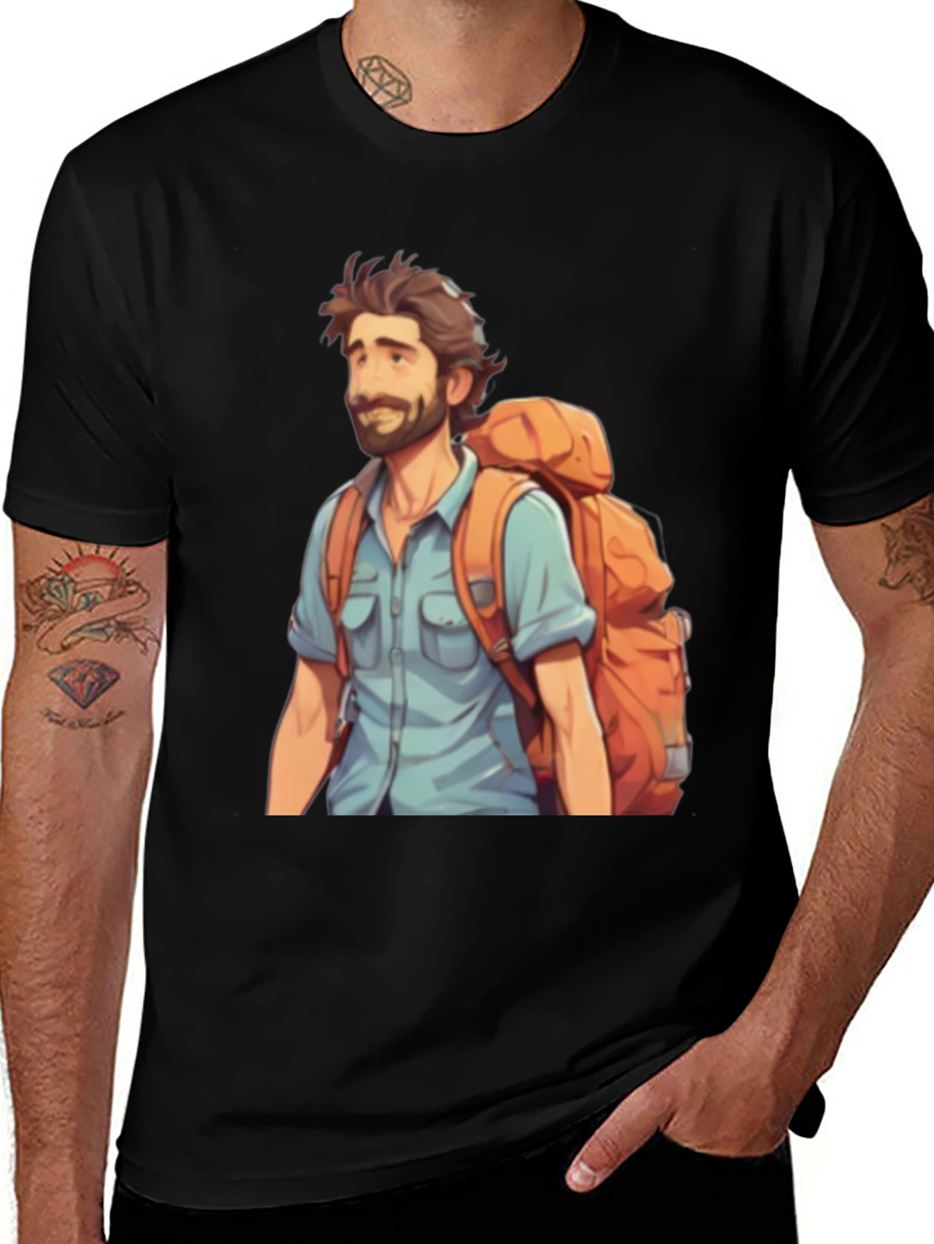 Variant 19 of Cartoon Hiker Graphic T-Shirt - Adventure Ready