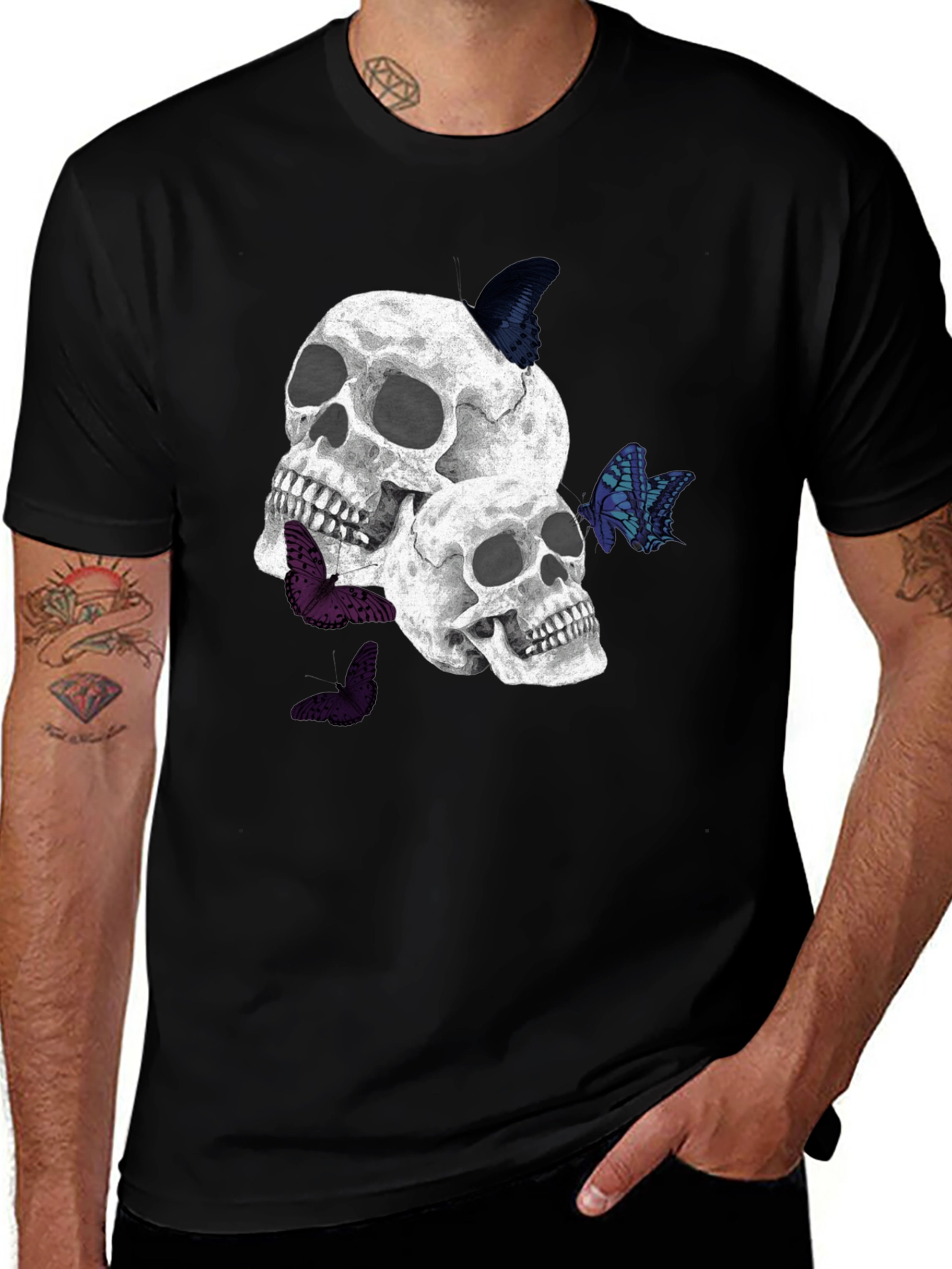 Variant 29 of Skull & Butterfly Graphic T-Shirt - Dark & Edgy Design