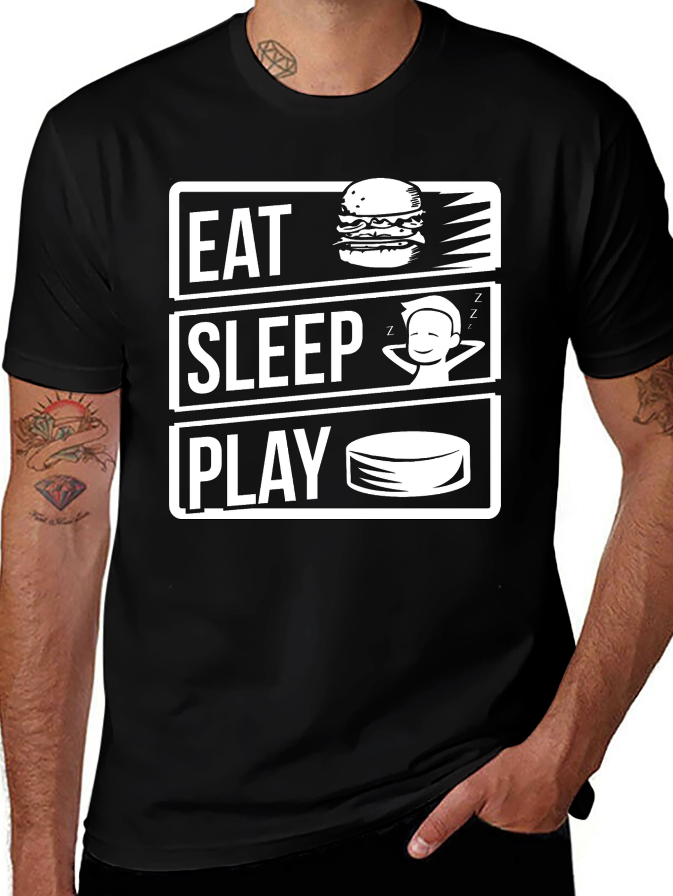 Variant 25 of Eat Sleep Play Black Graphic Tee