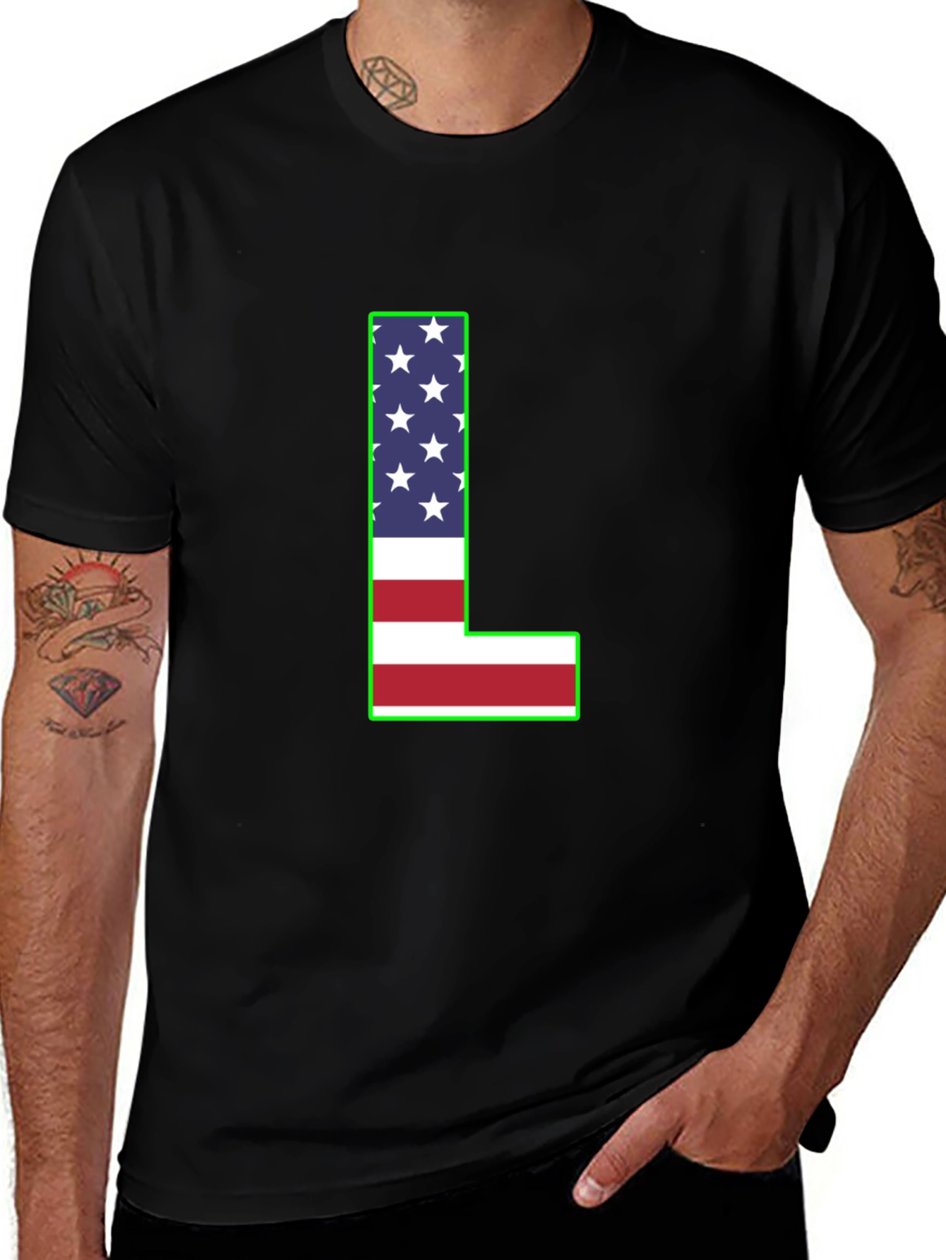 USA Flag Letter L T-Shirt