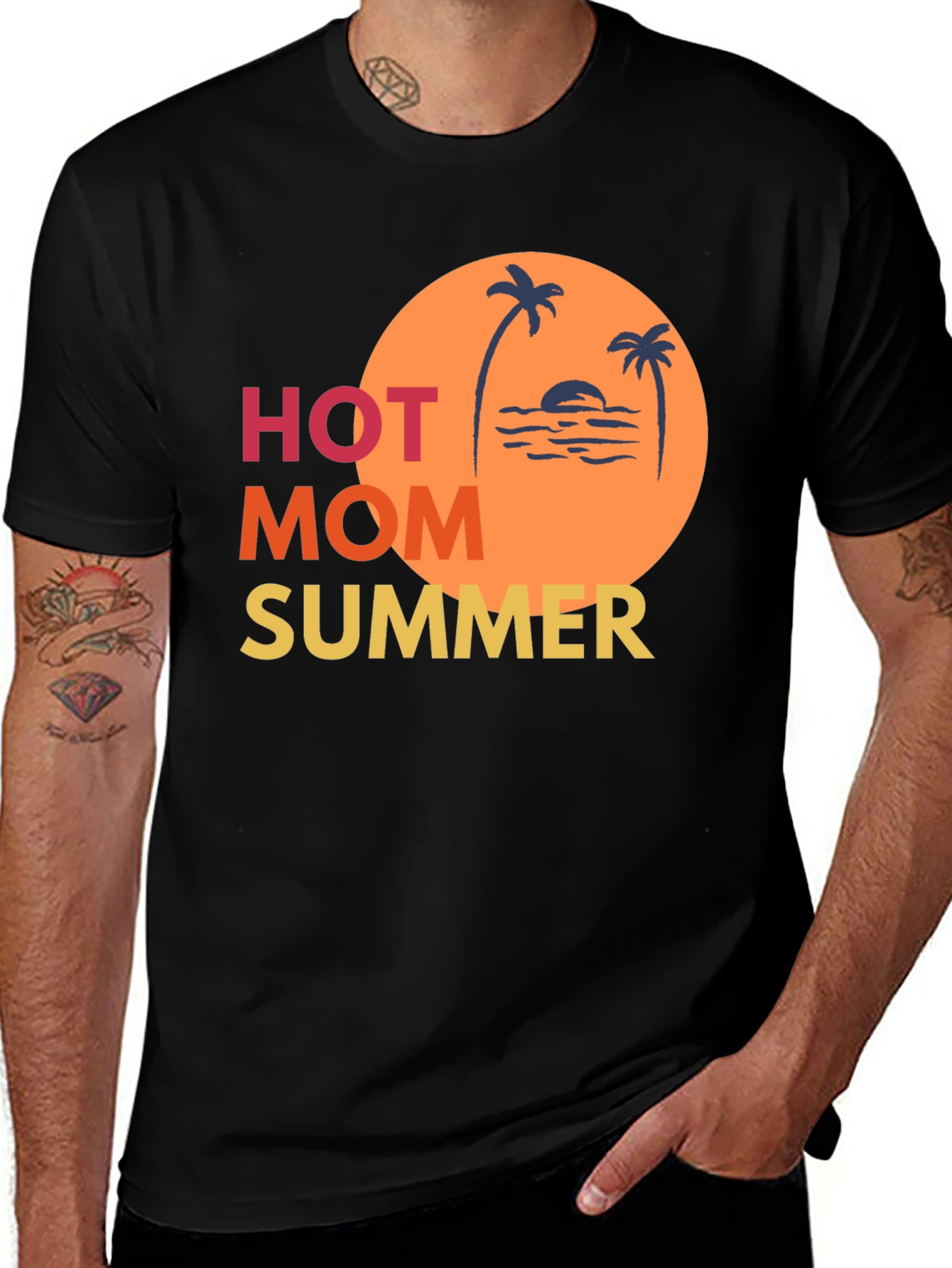 Variant 24 of Hot Mom Summer Graphic Tee - Black Cotton T-Shirt