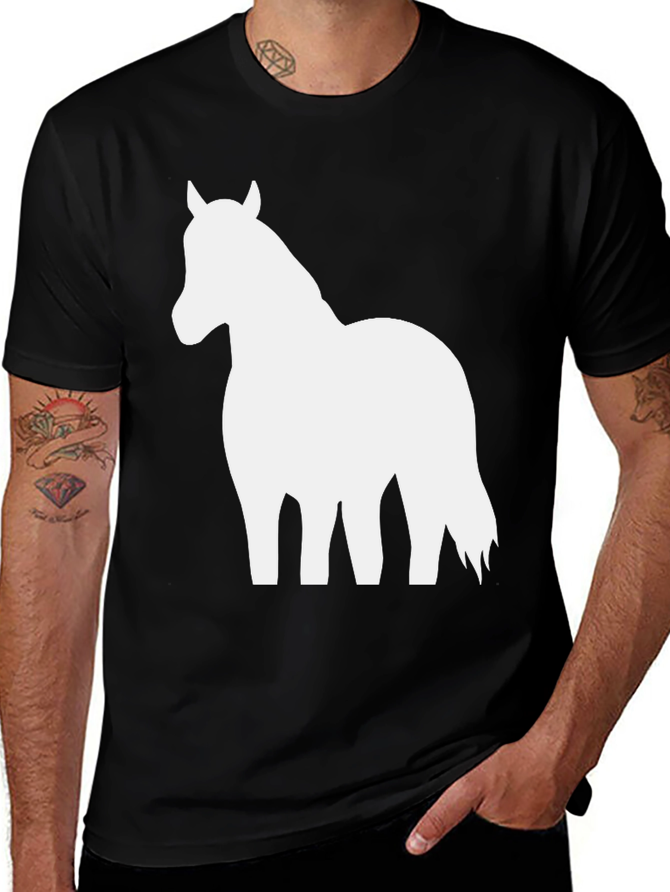 Variant 29 of Horse Graphic Tee - Black Casual T-Shirt