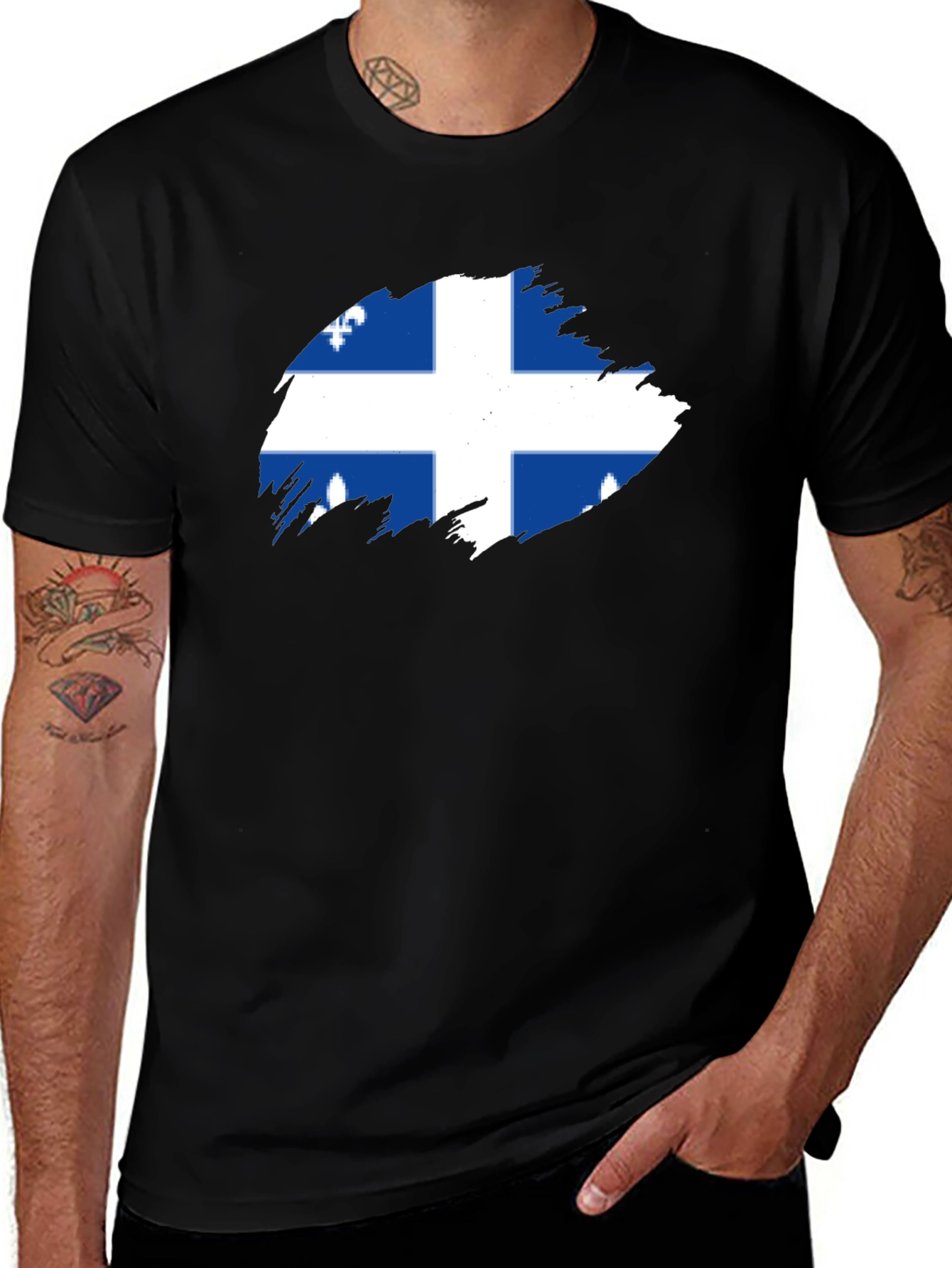 Variant 16 of Quebec Flag T-Shirt -  Men's Black Tee