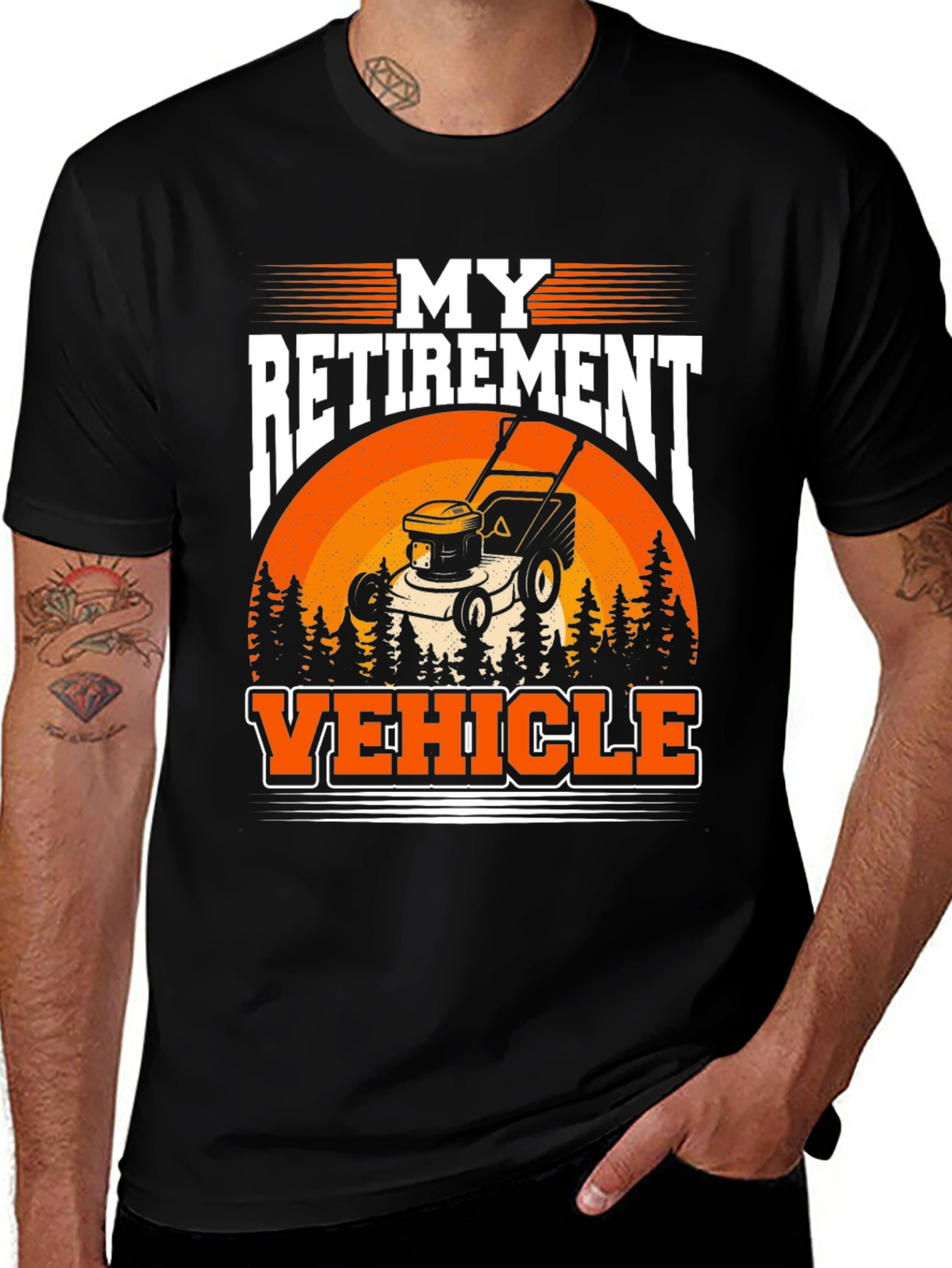 Black My Retirement Vehicle T-Shirt - Lawn Mower Graphic main image