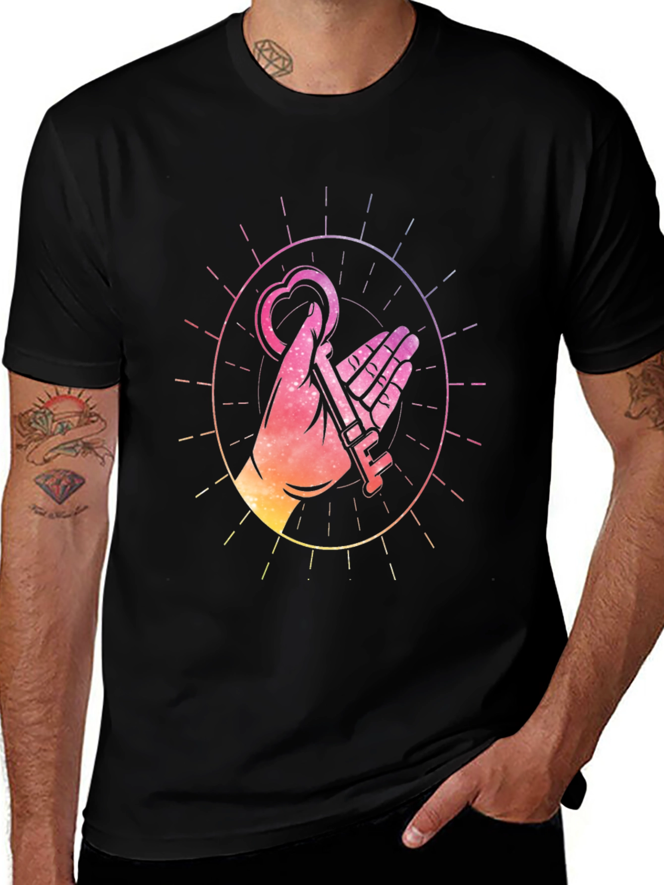 Variant 28 of Heart Key Graphic Black T-Shirt