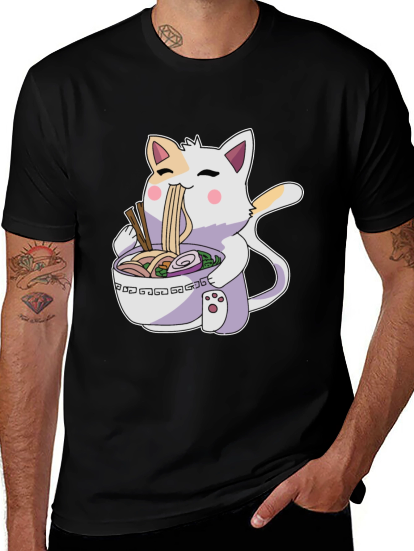 Variant 28 of Ramen Cat T-Shirt - Cute Anime Style