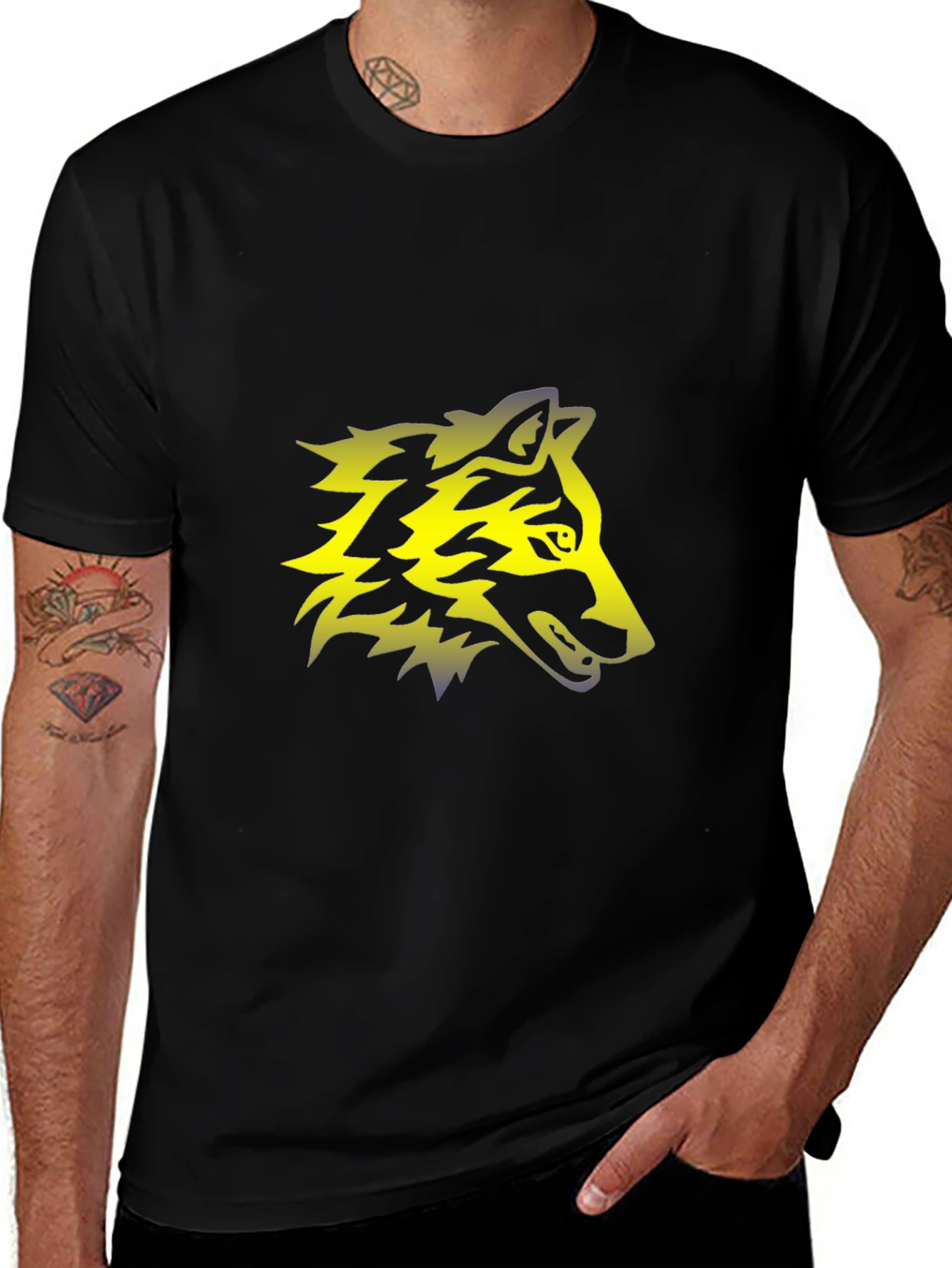 Variant 21 of Wolf Graphic Print Black T-Shirt