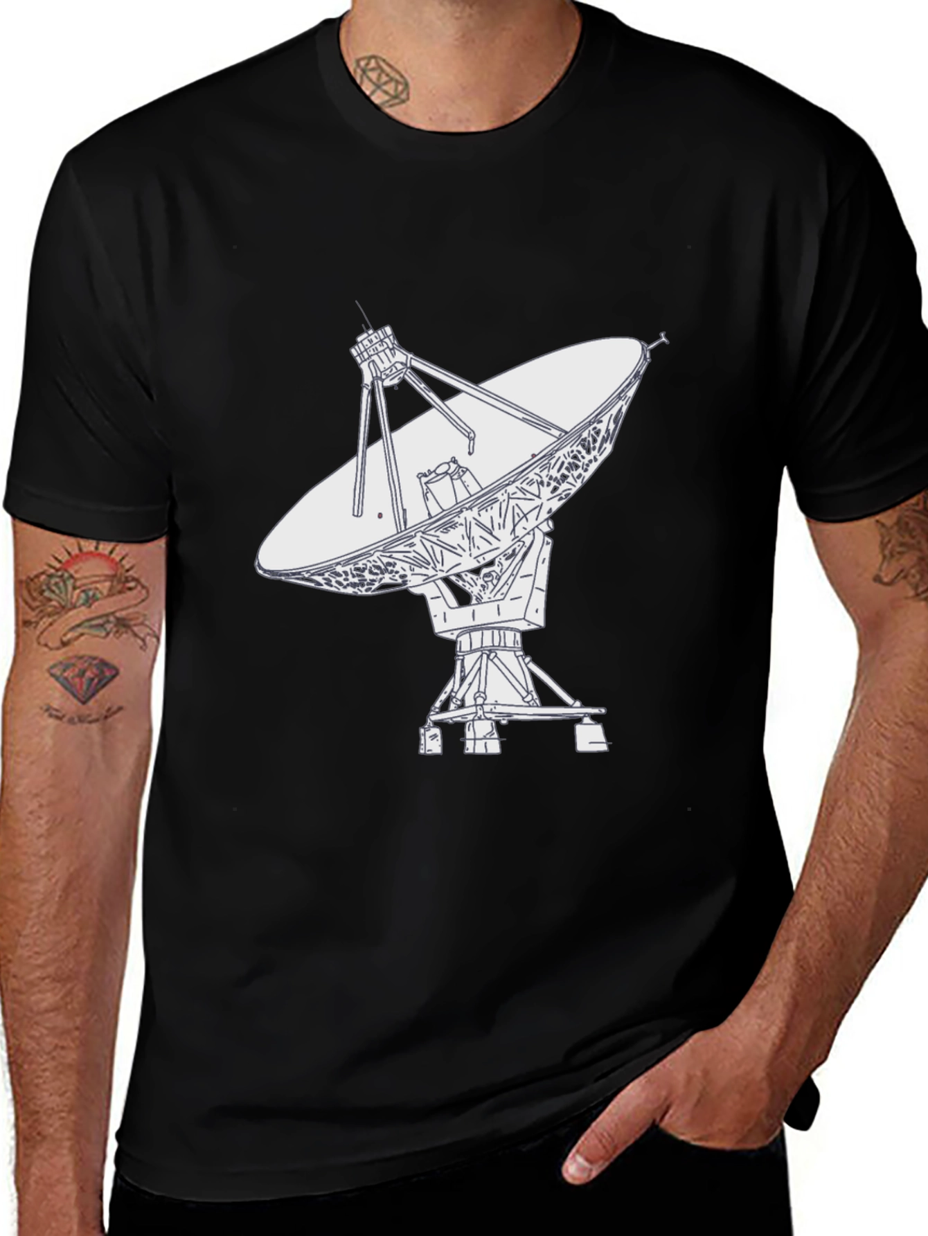 Antenna Graphic Tee - Stylish Black Cotton T-Shirt