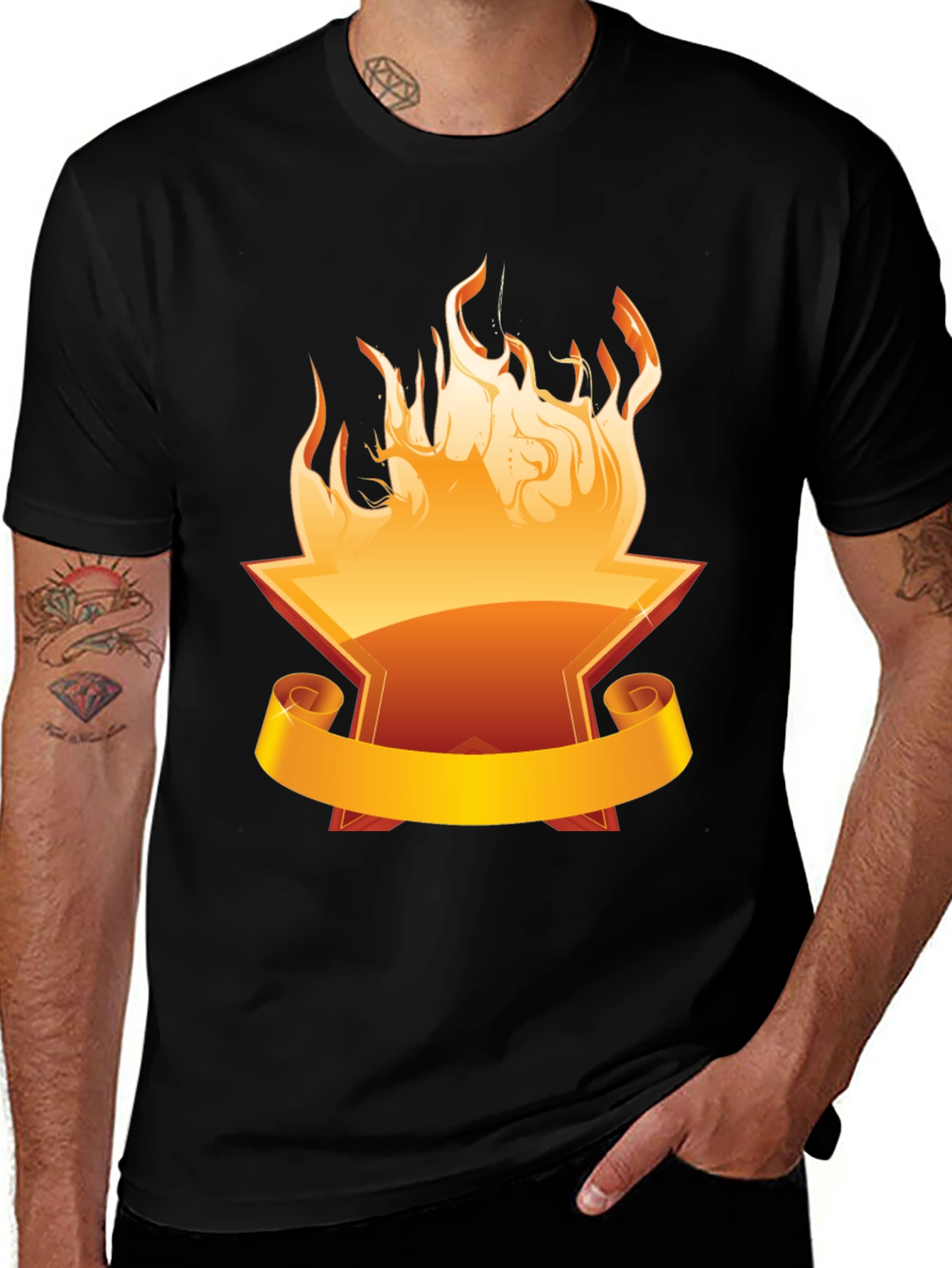 Variant 11 of Fiery Anvil Graphic Tee - Bold Black Cotton Shirt