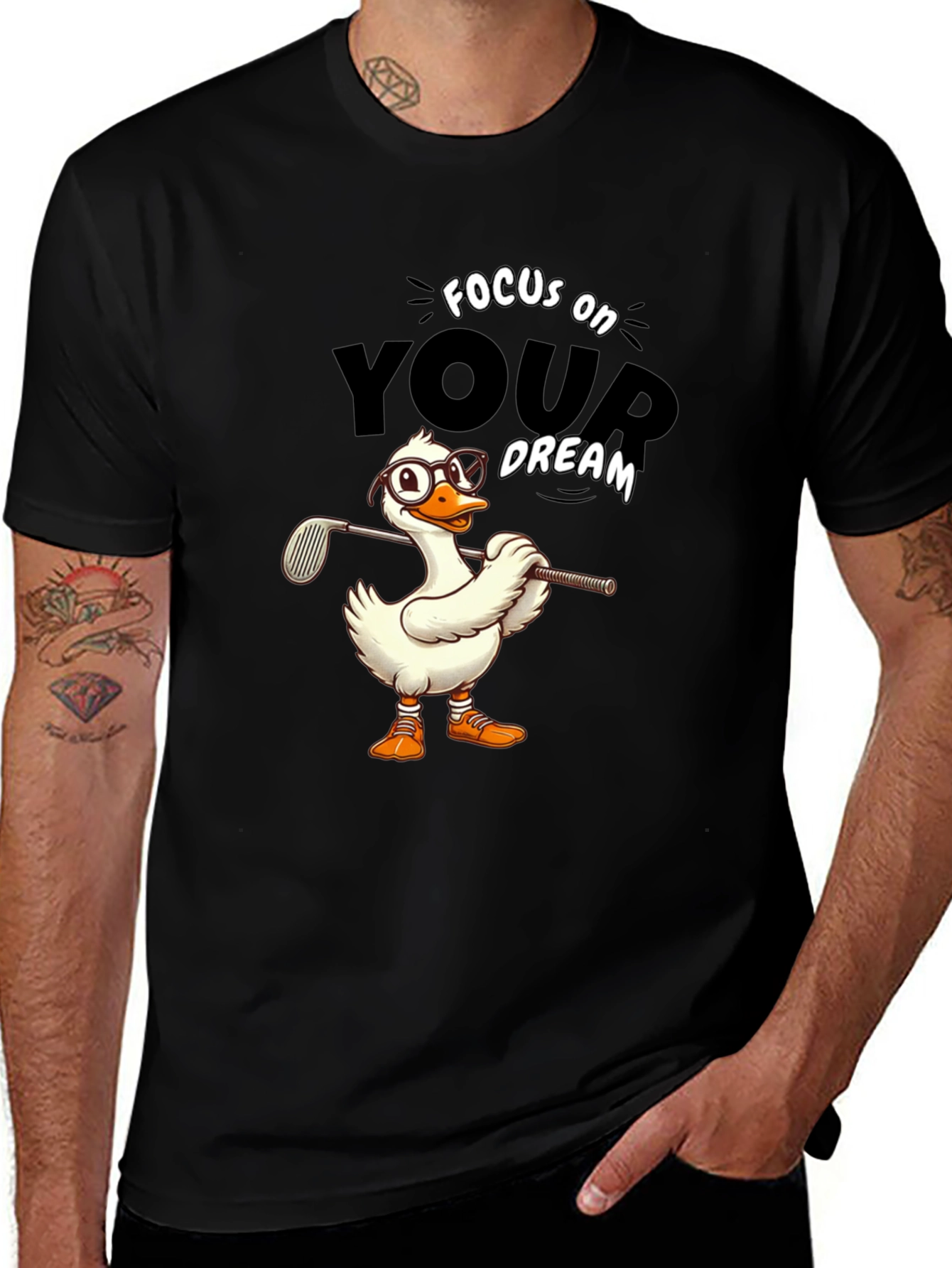 Variant 24 of Focus on Your Dream Golfing Duck T-Shirt