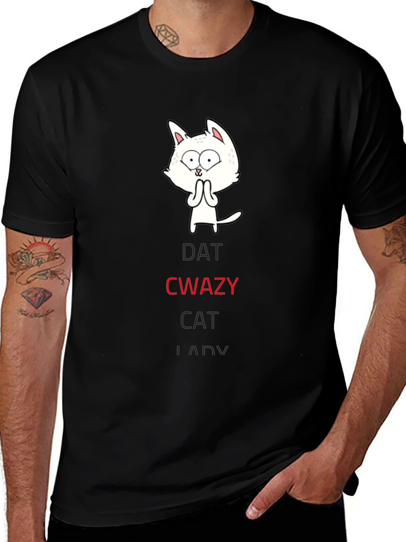 Variant 19 of Dat Cwazy Cat Lady Black T-Shirt
