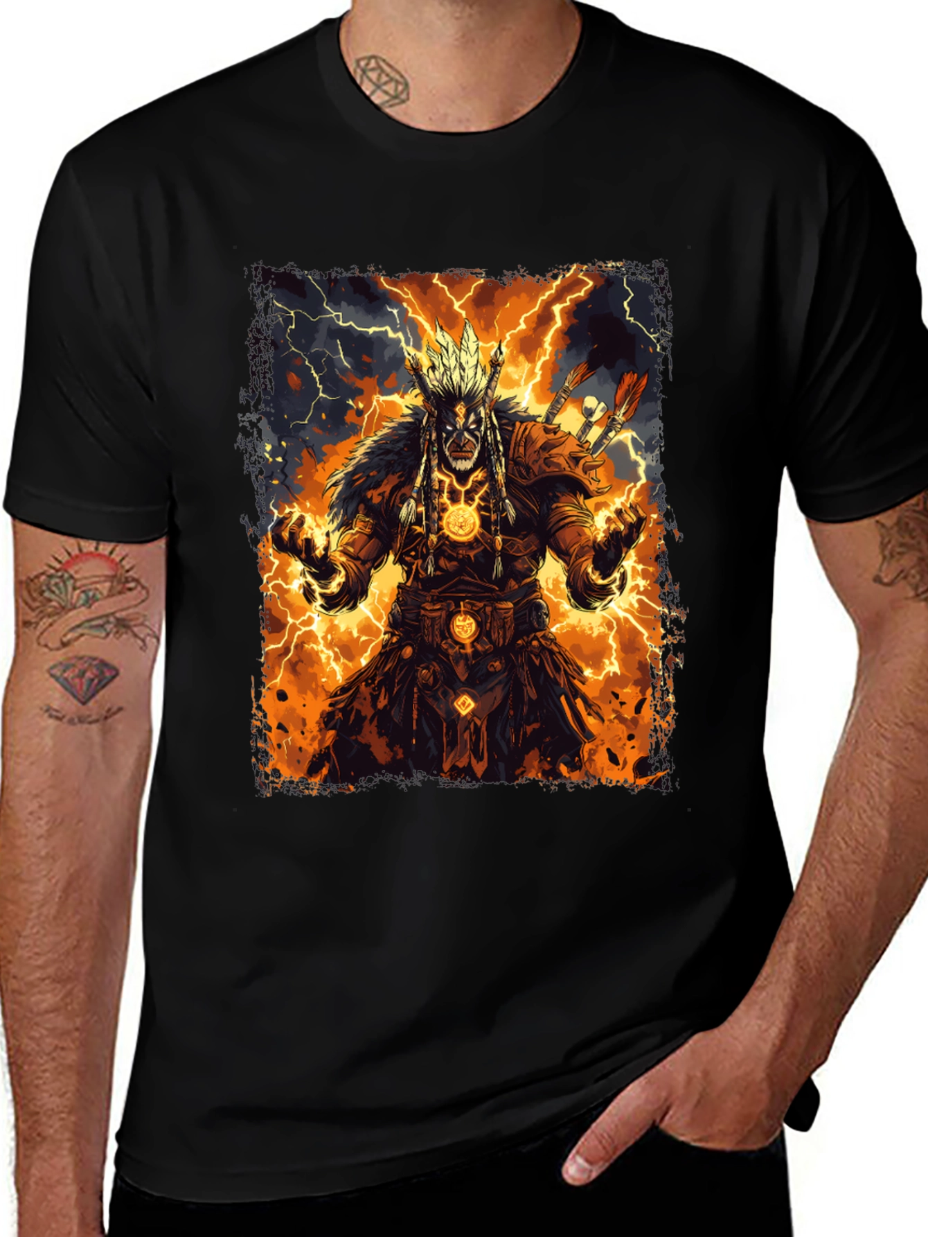 Variant 29 of Electric Shaman Graphic Tee - Black T-Shirt