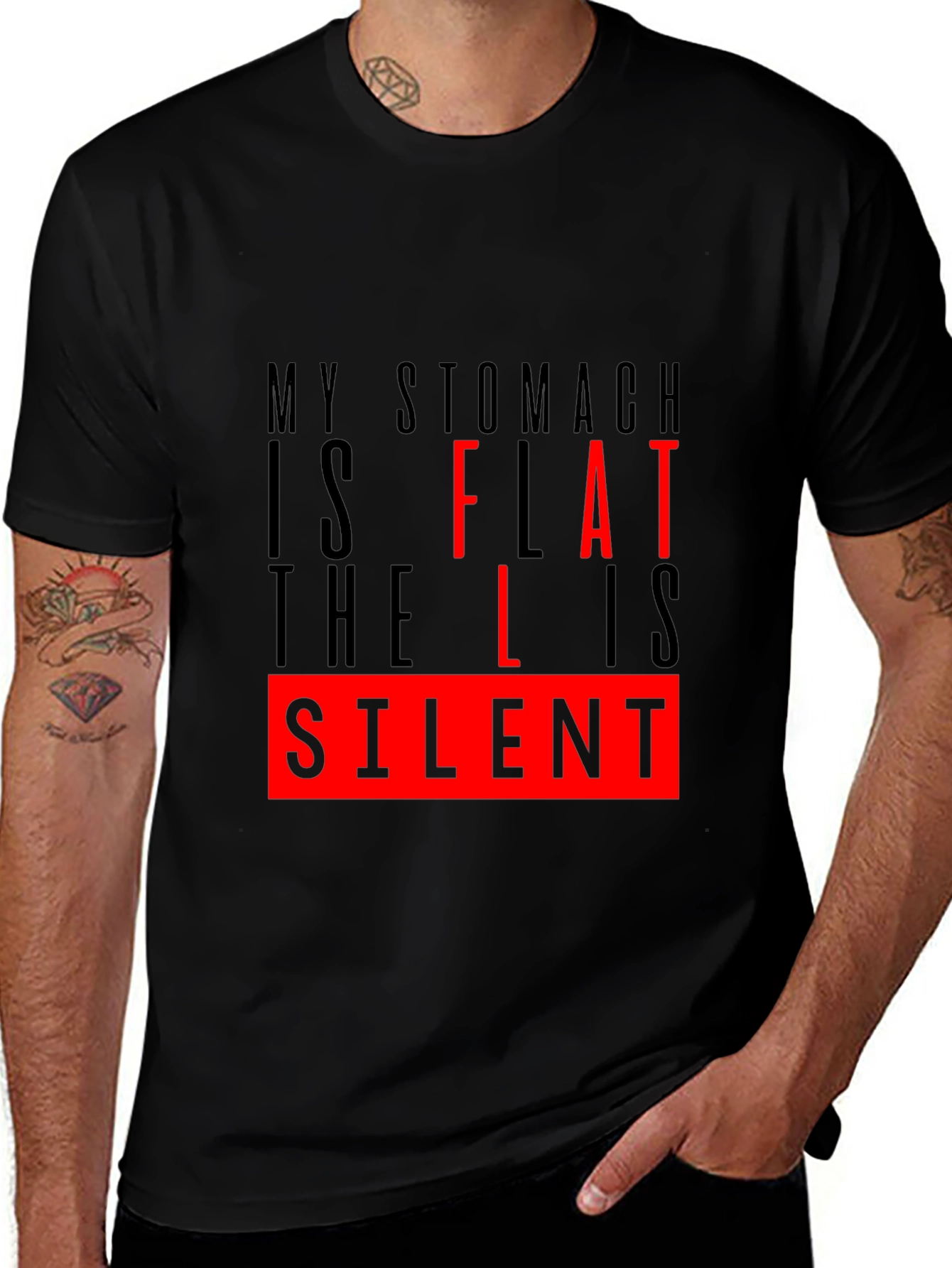 Variant 6 of My Stomach is Flat T-Shirt - Funny Humor Tee