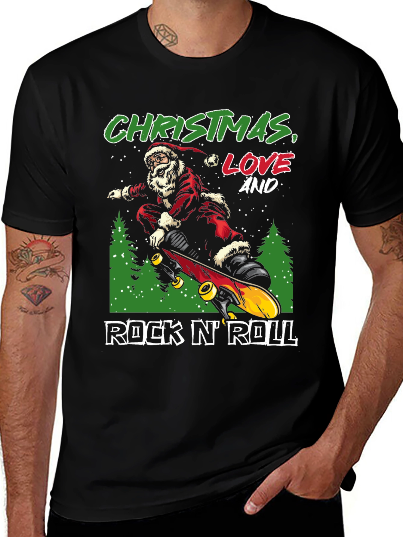 Christmas Santa Skateboard T-Shirt