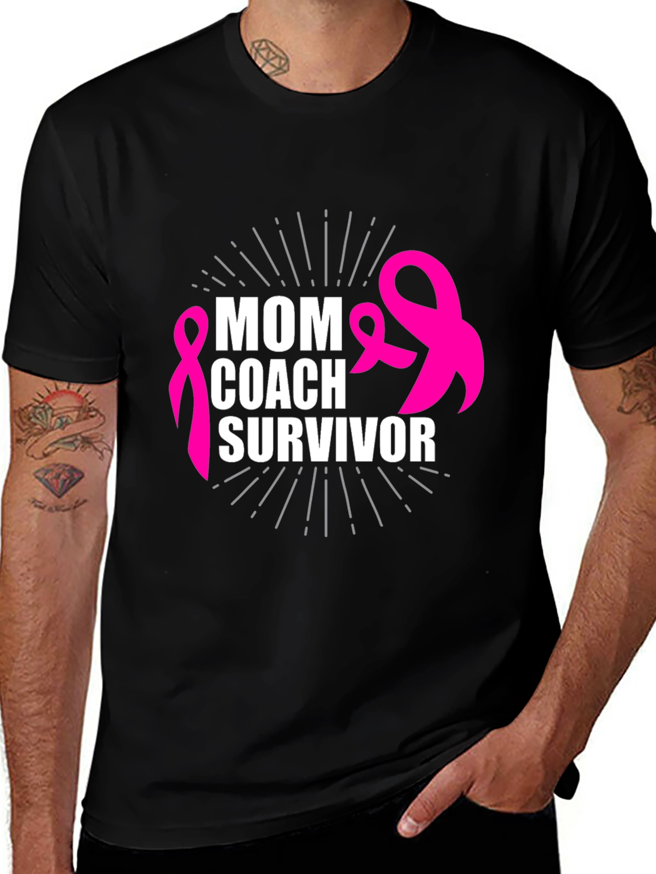 Variant 6 of Mom Coach Survivor Breast Cancer Awareness T-Shirt