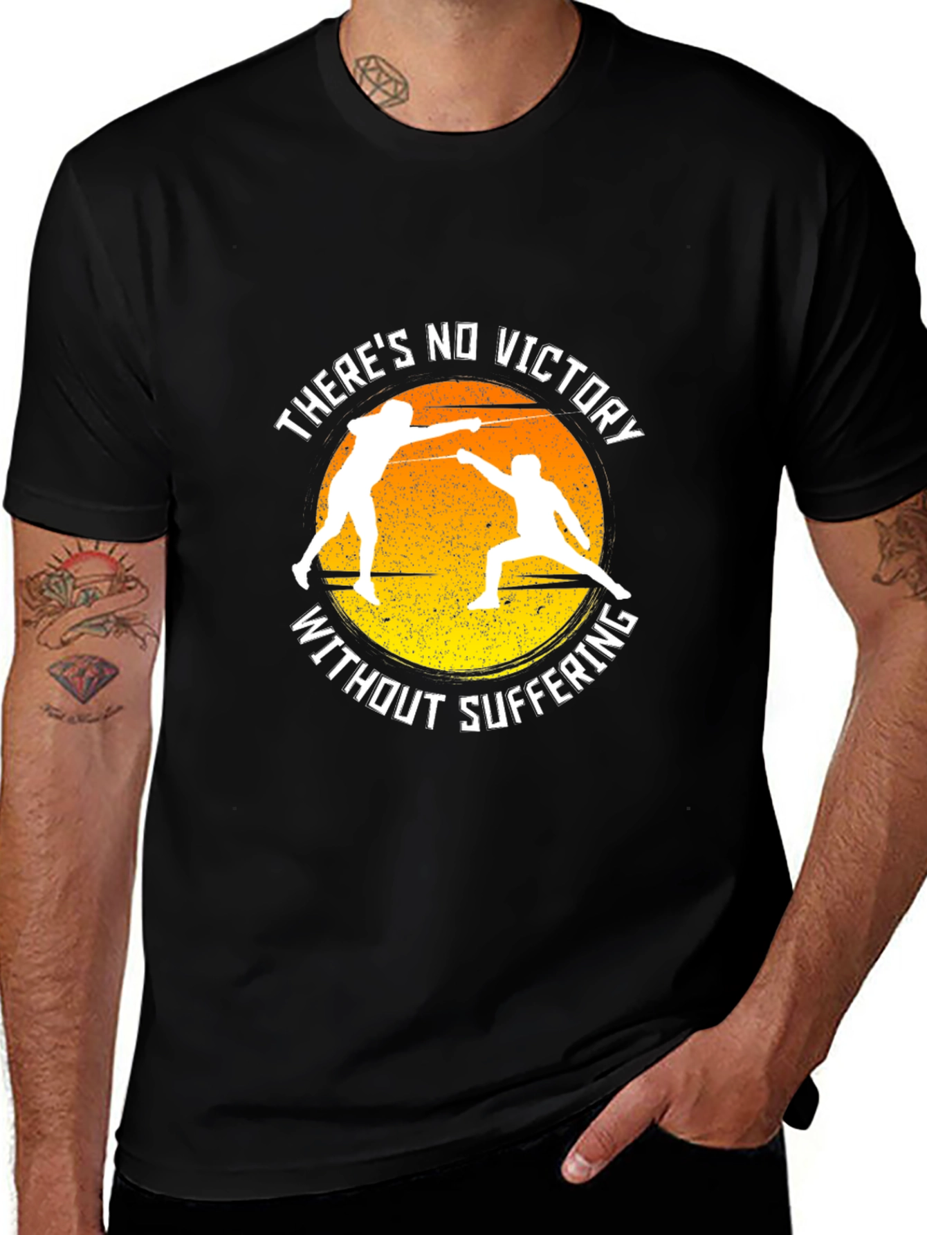 Fencing Victory T-Shirt - "No Victory Without Suffering"