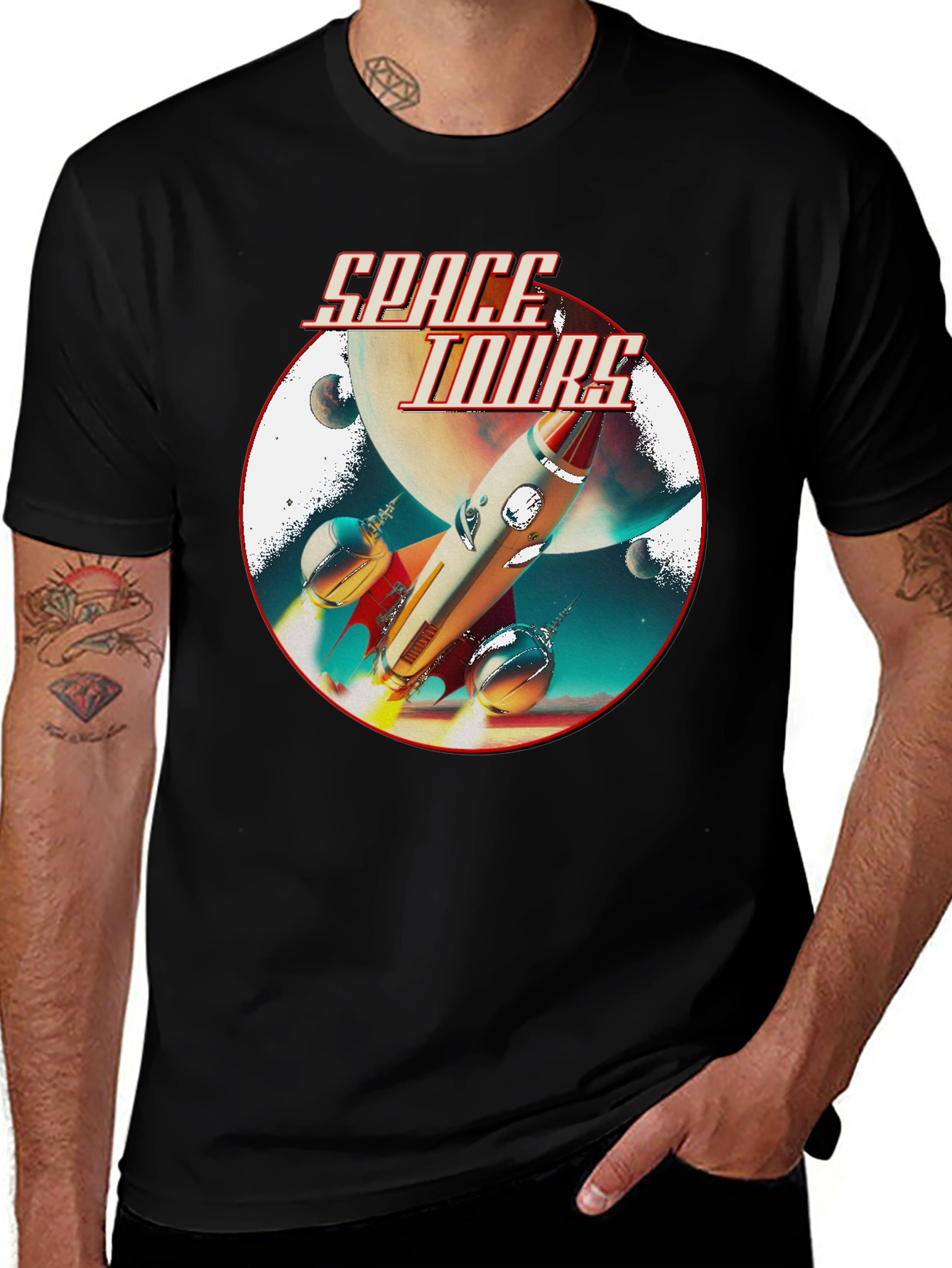Variant 28 of Space Tours Black T-Shirt