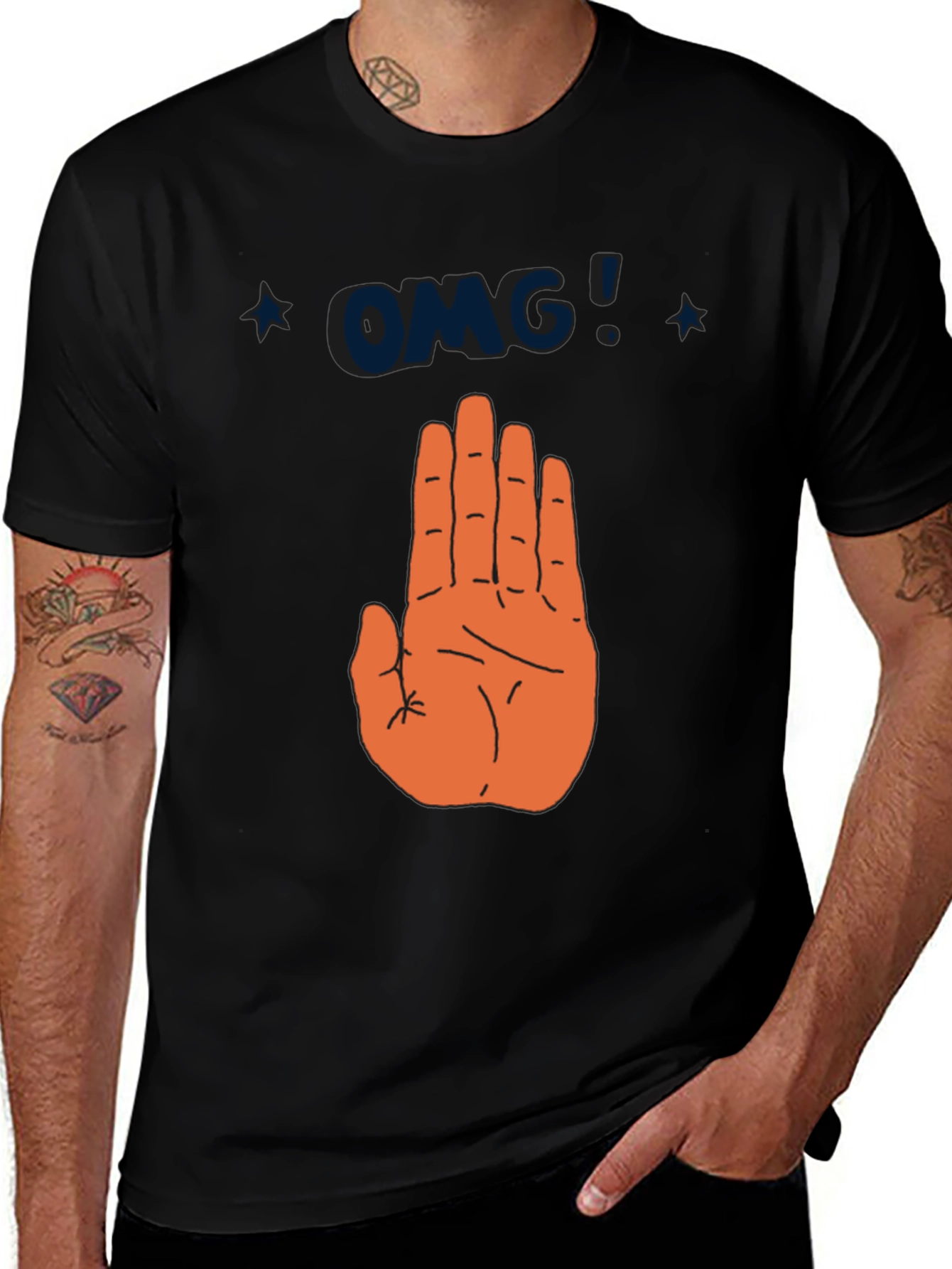 OMG Hand Graphic T-Shirt - Trendy Casual Tee
