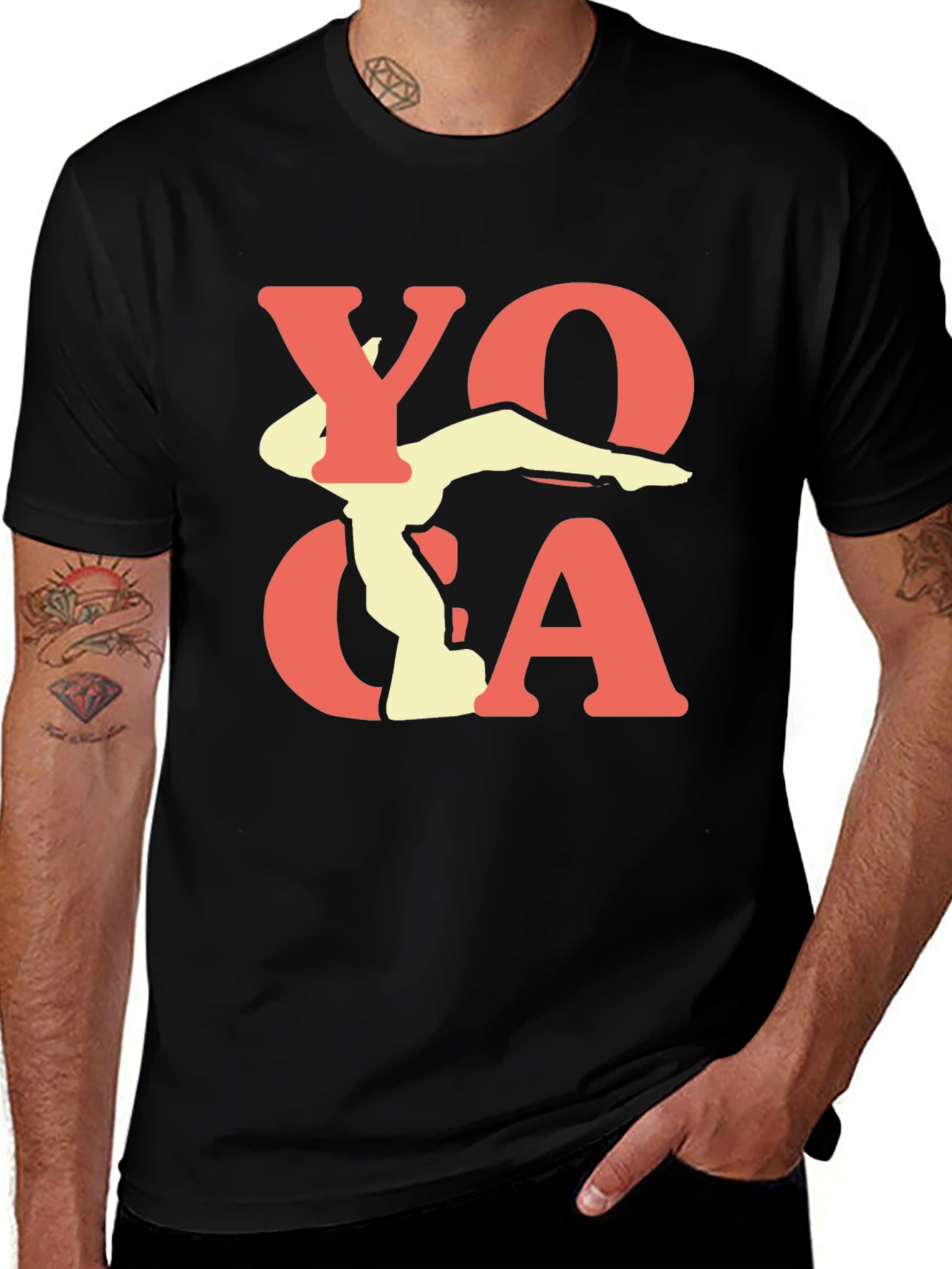Variant 28 of Yoga Pose Graphic Print Black T-Shirt