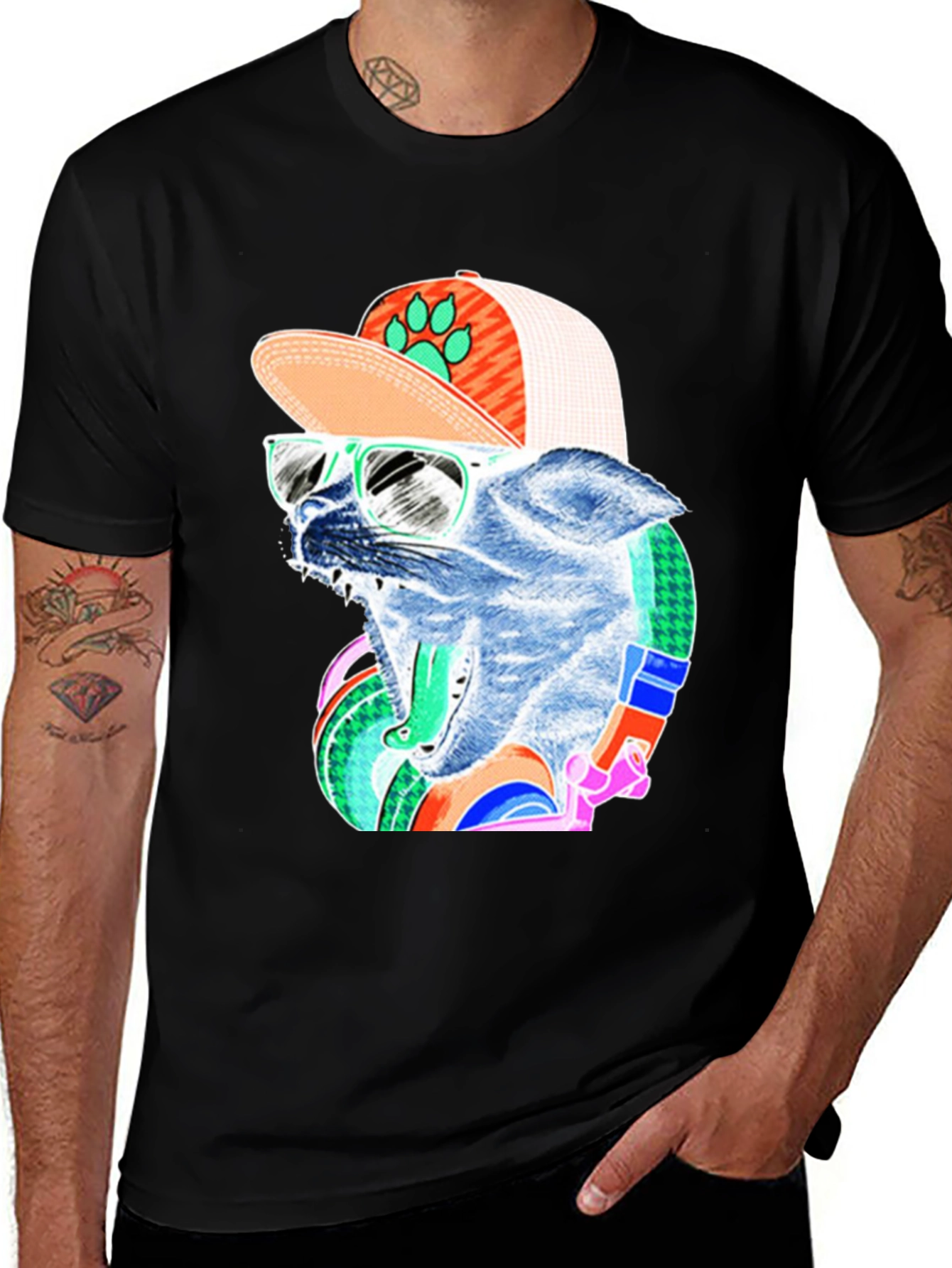 Variant 17 of Cool Cat Graphic Tee - Black