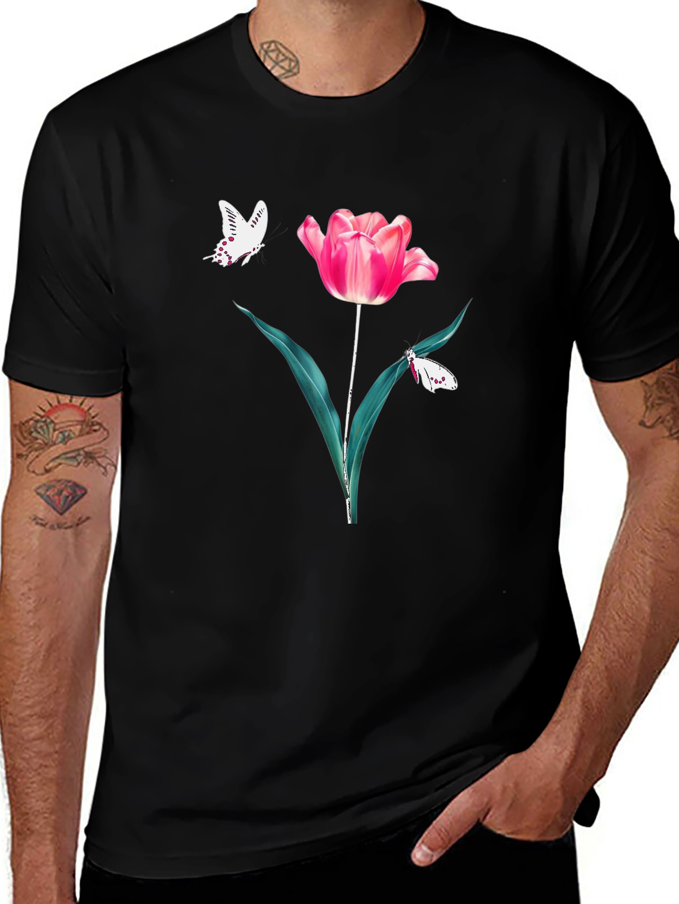 Variant 19 of Floral Tulip Butterfly Graphic T-Shirt
