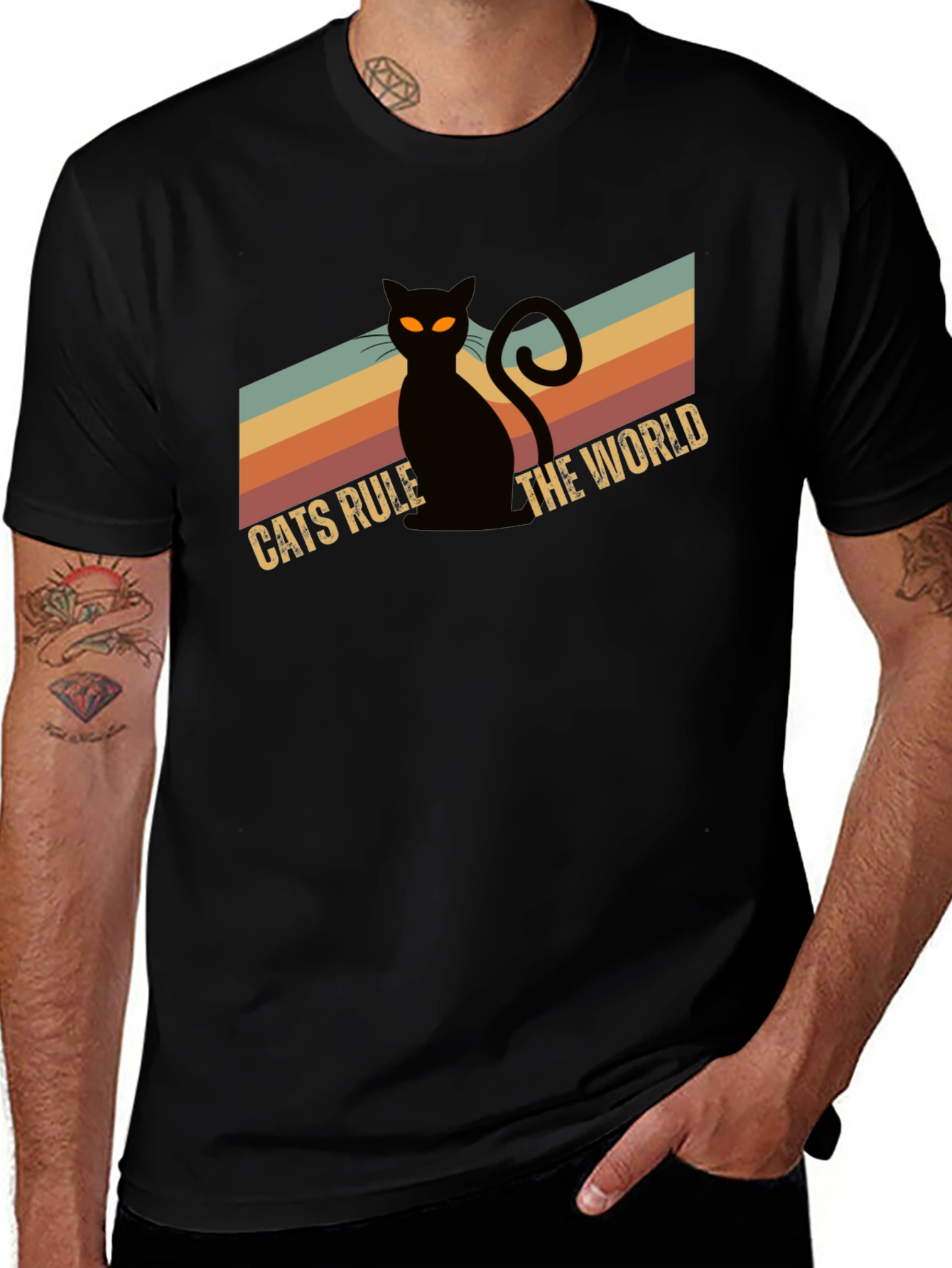 Variant 20 of Cats Rule The World Black Graphic Tee