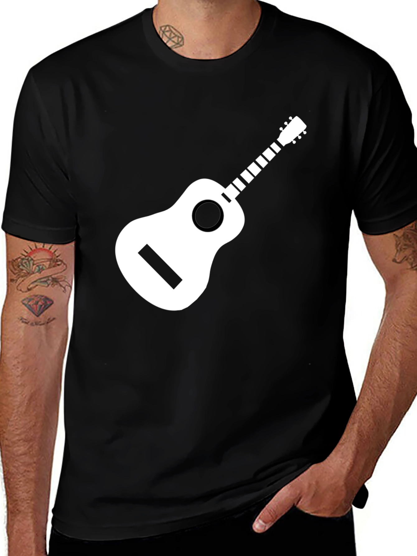 Variant 15 of Acoustic Guitar Graphic Tee - Black