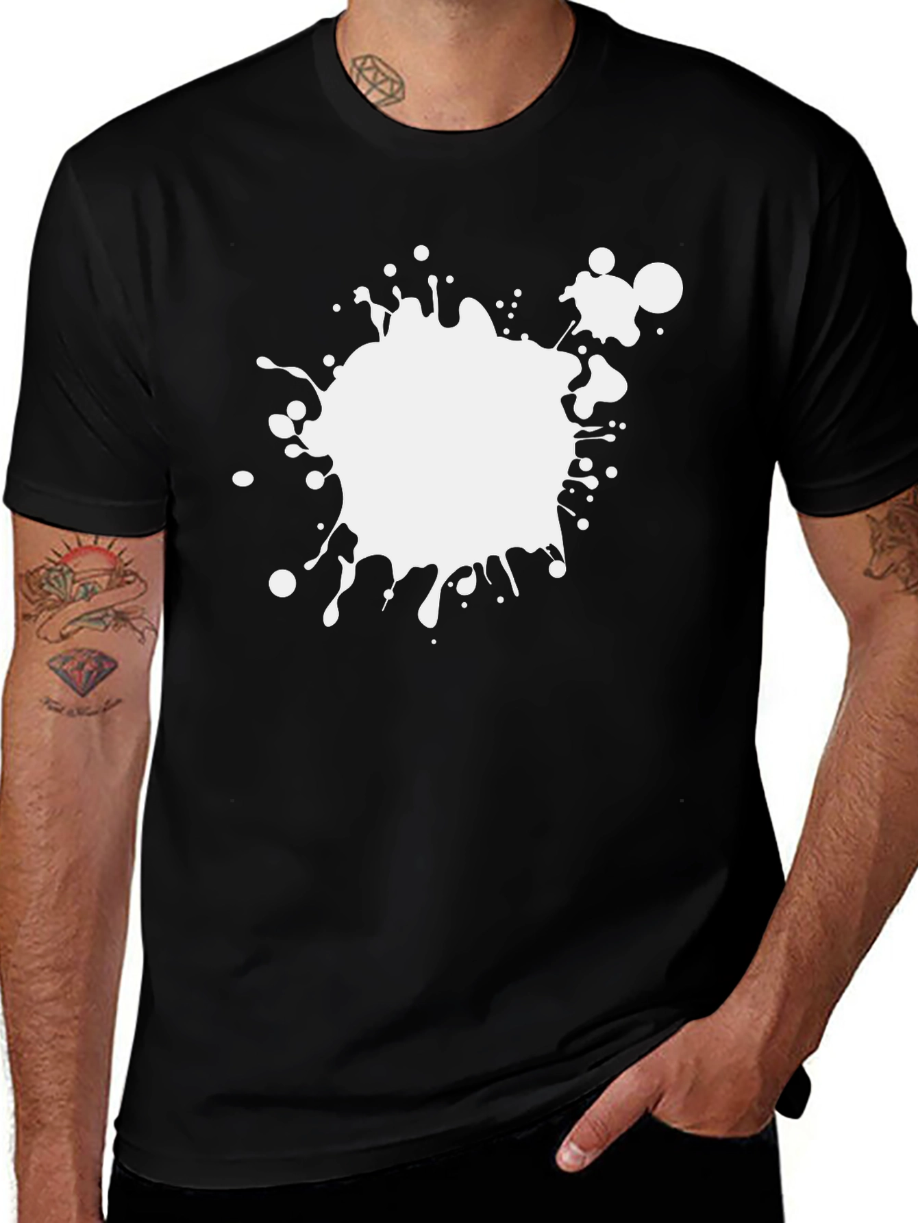 Variant 21 of Abstract Splatter Tee - Black Graphic T-Shirt