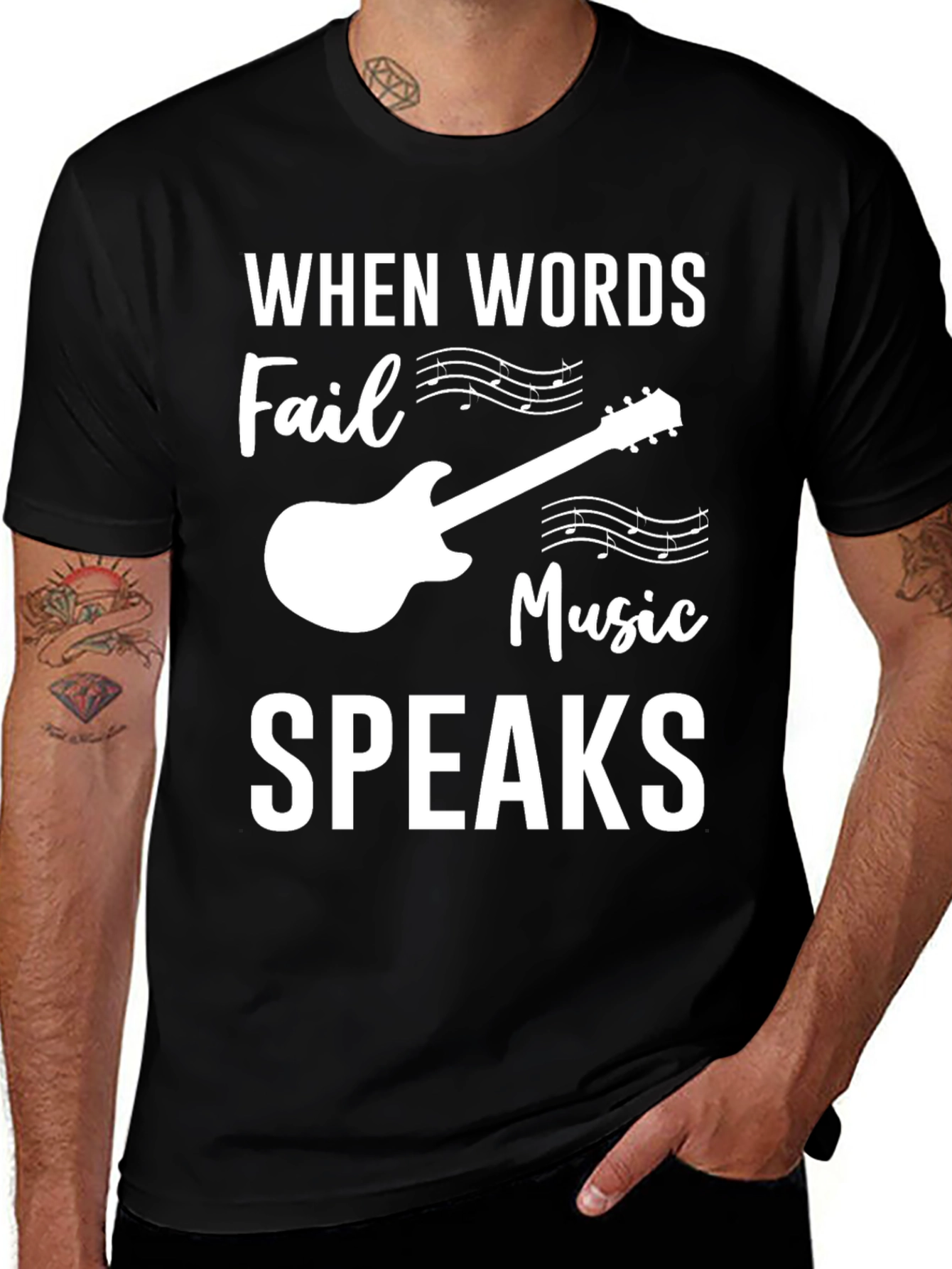Variant 9 of Music Speaks T-Shirt - Guitar Lover's Tee