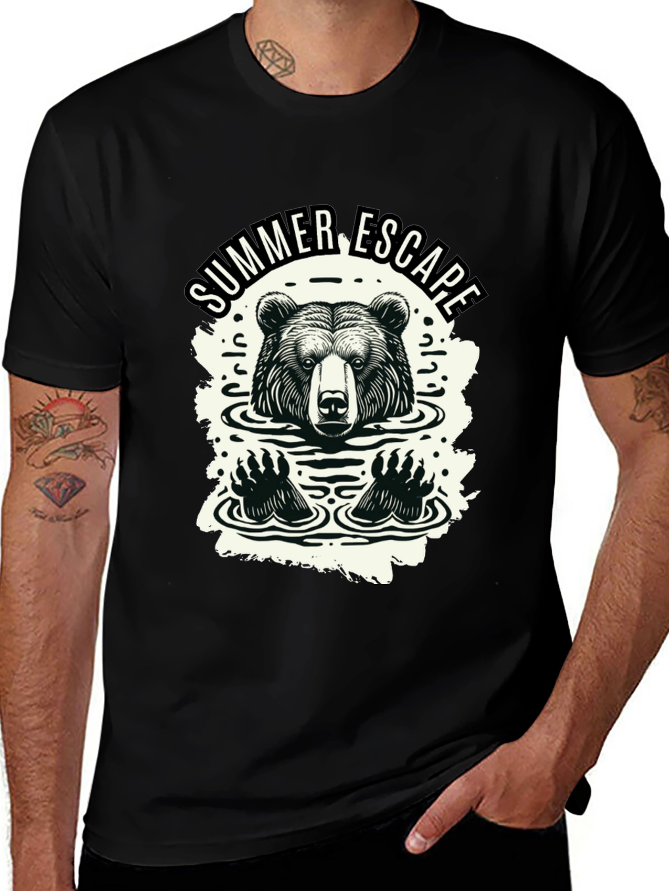 Variant 17 of Summer Escape Bear Graphic Tee