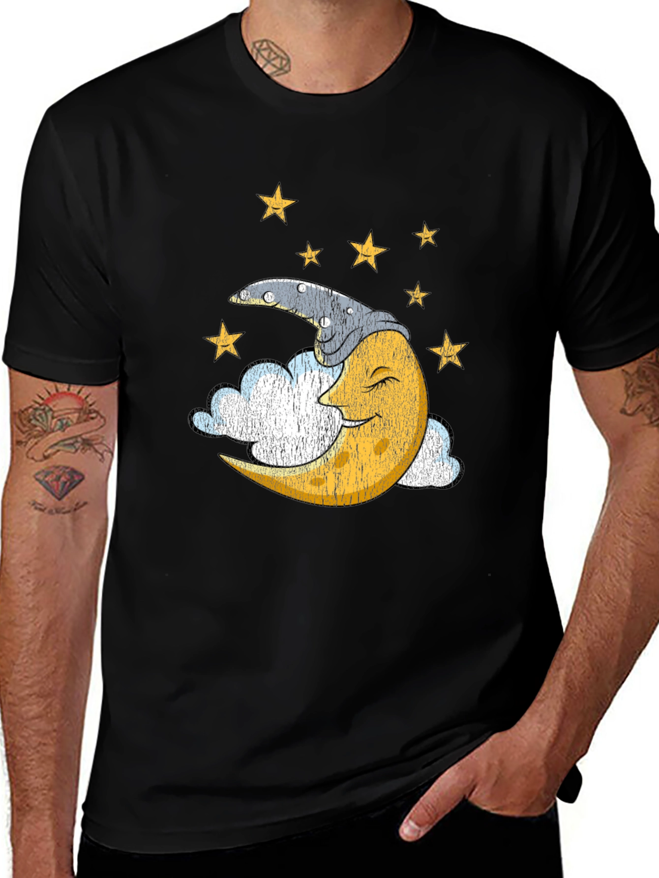 Variant 23 of Sleepy Moon Graphic T-Shirt - Dreamy Celestial Design