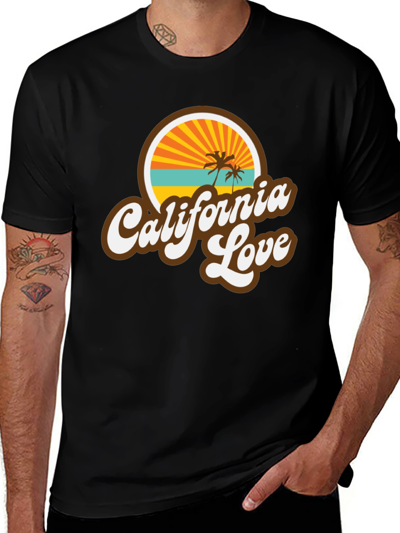 California Love Graphic Tee - Retro Style Black T-Shirt