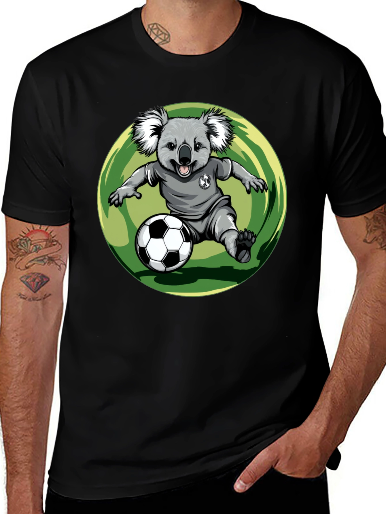 Variant 8 of Koala Soccer T-Shirt - Black Graphic Tee