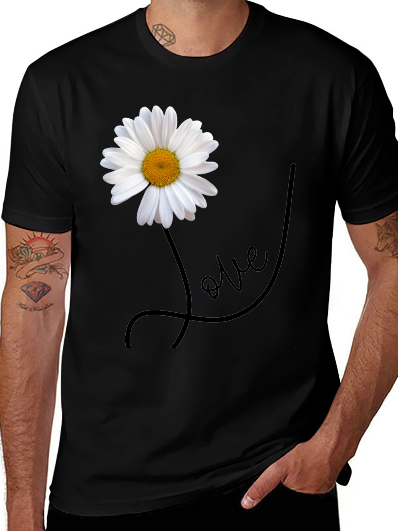 Variant 29 of Daisy Love Graphic Tee - Stylish Men's Black T-Shirt